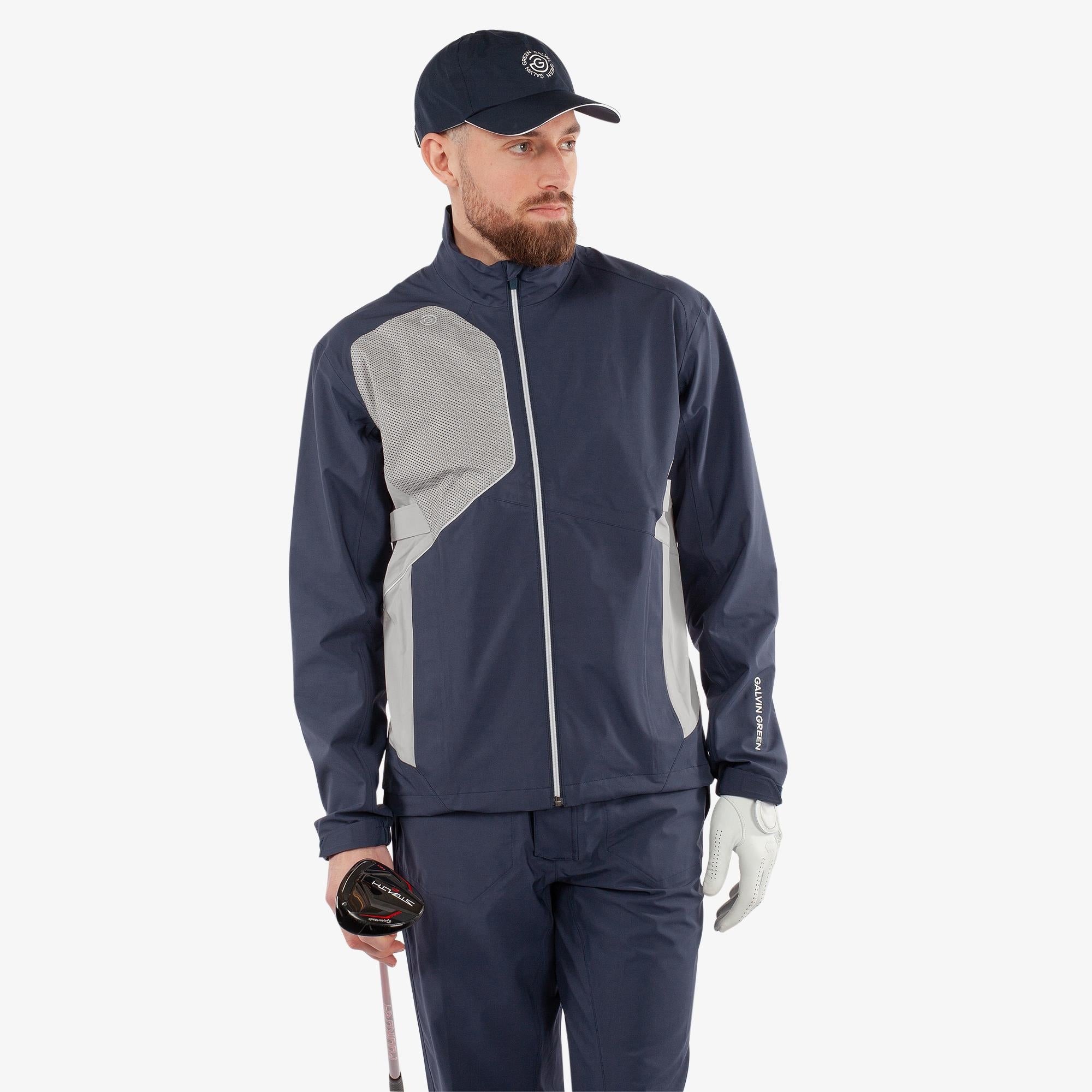 Galvin Green Ames Dryvr Pertex Mens Waterproof Golf Jacket Navy/Cool Grey