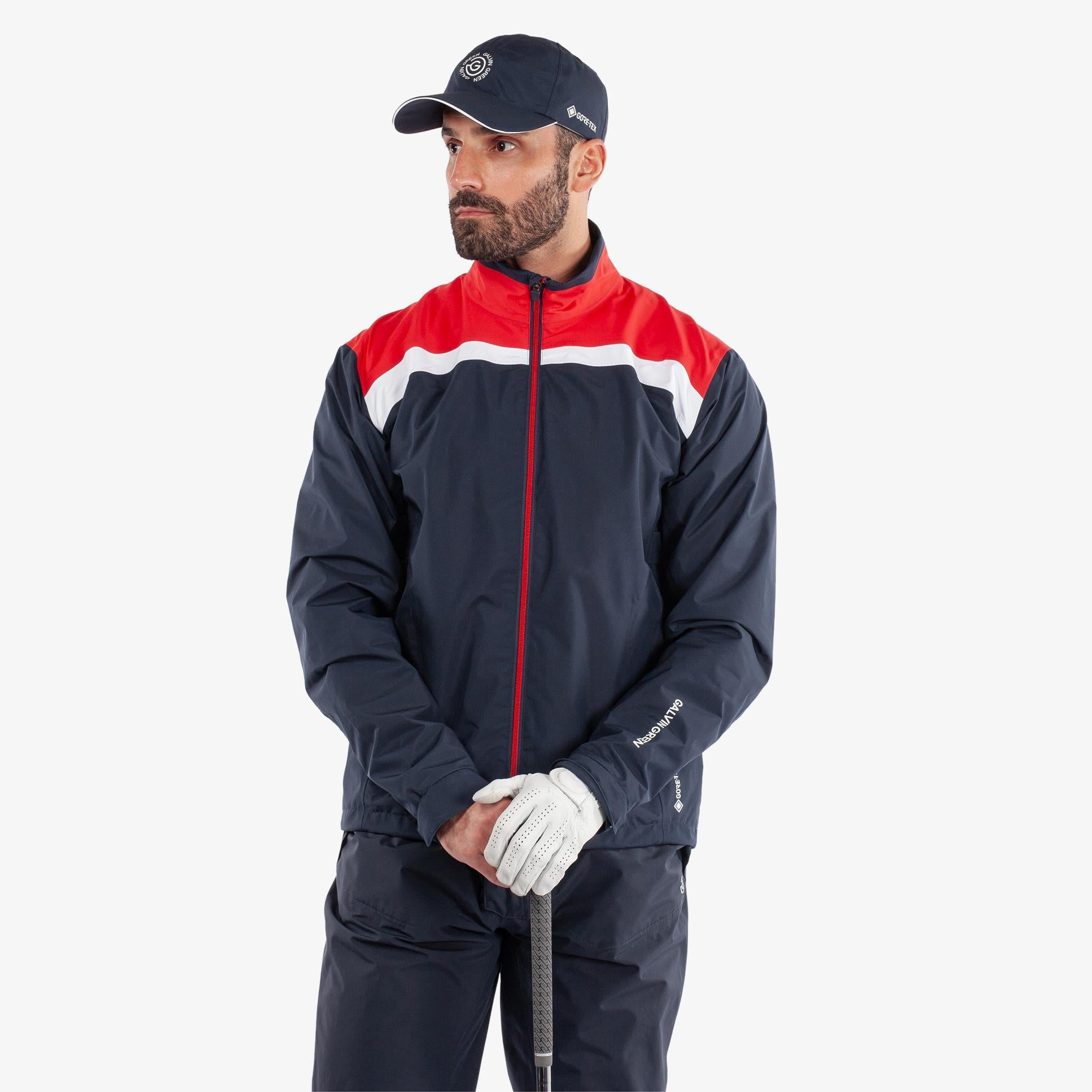 Galvin Green Anton Gore-Tex Mens Waterproof Golf Jacket Navy/Red