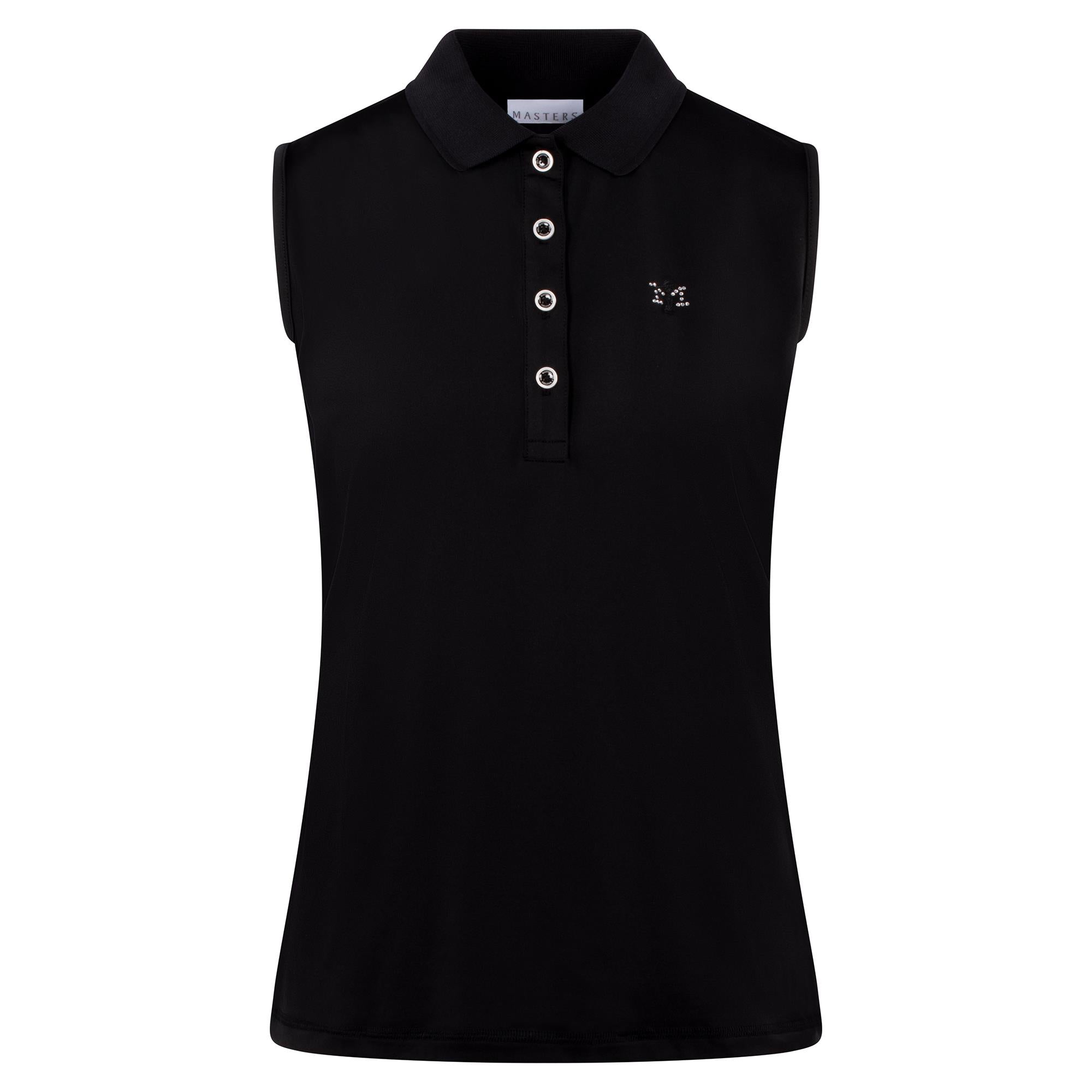 Masters Golf Fasion Ladies Sleeveless Golf Polo Shirt Black