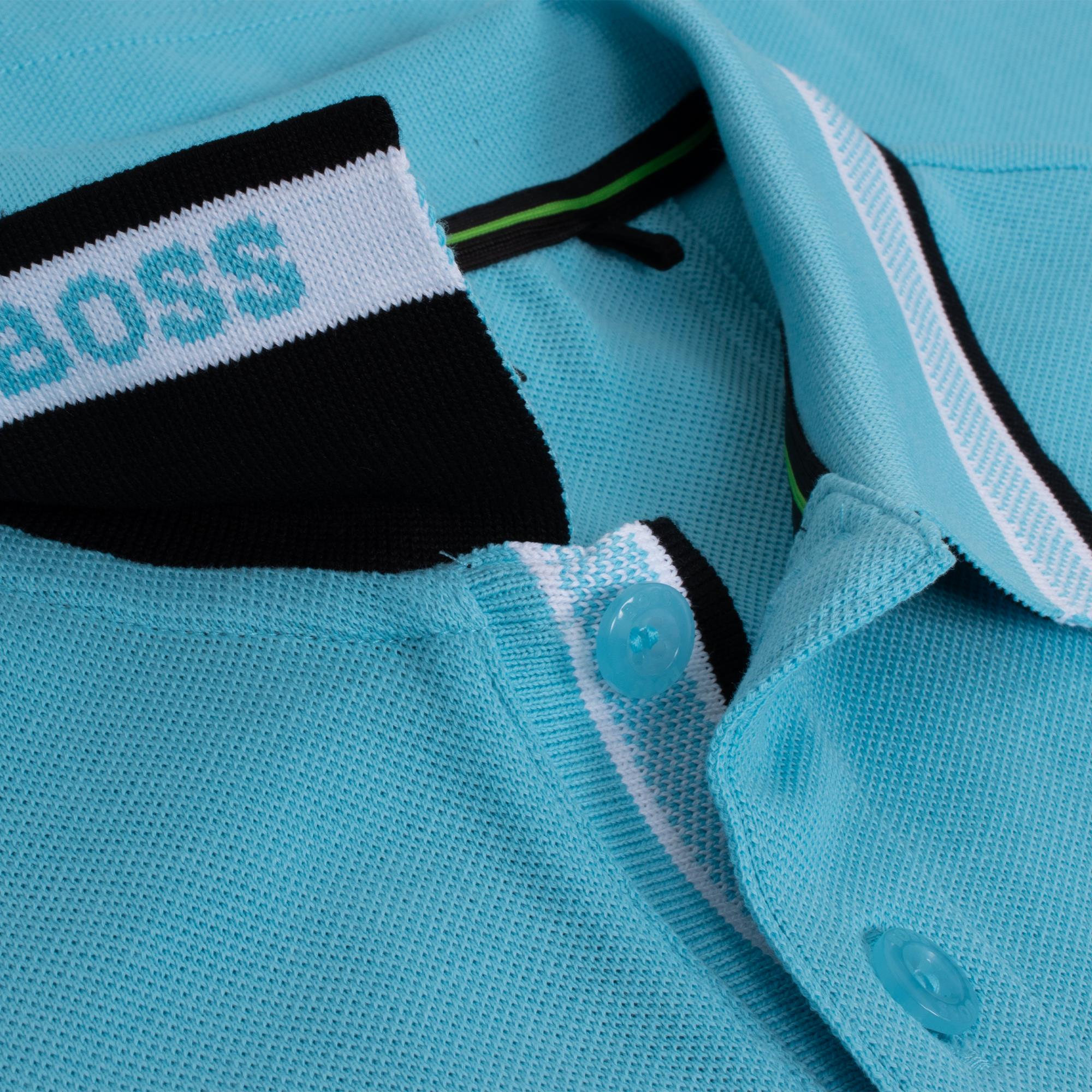 Boss Paddy Cotton Pique Mens Polo Shirt Turquoise