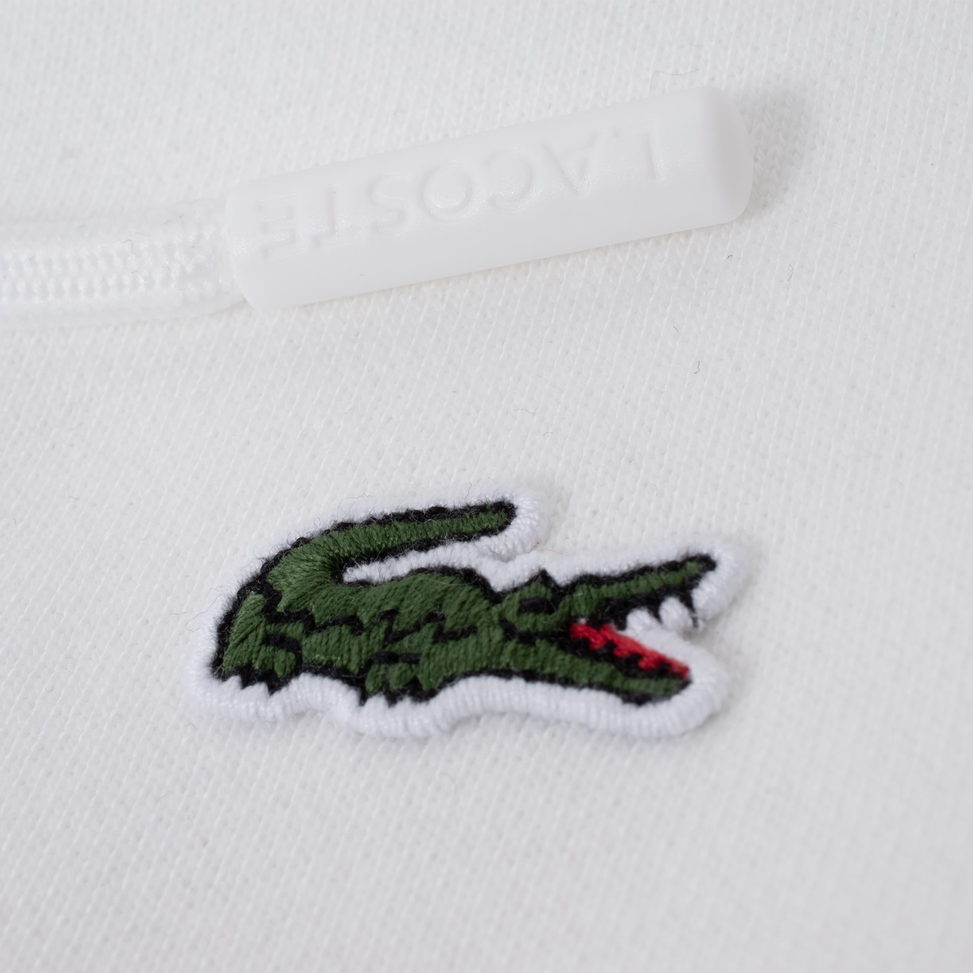 Ladies Lacoste Cotton Blend Full Zip Hooded Sweatshirt White