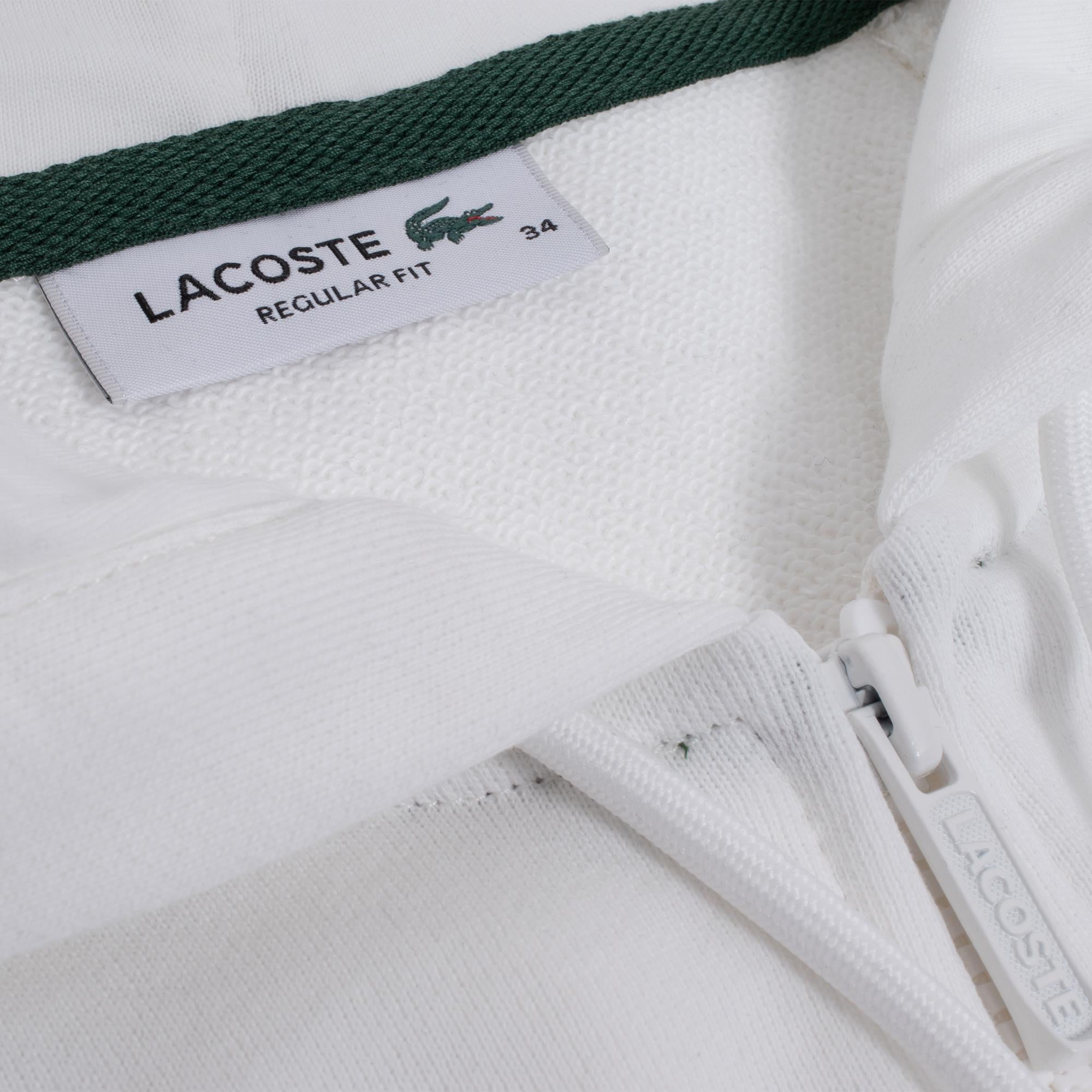 Ladies Lacoste Cotton Blend Full Zip Hooded Sweatshirt White