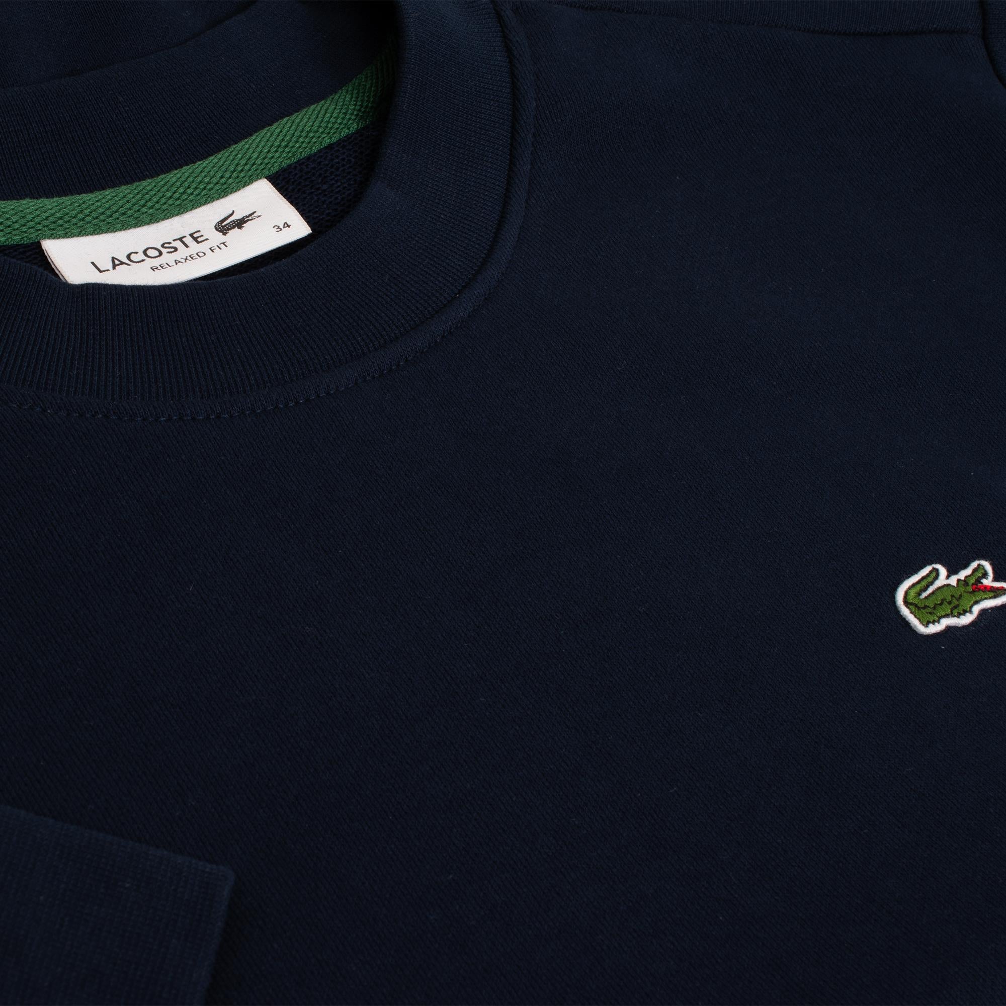 Ladies Lacoste Fleece Crew Neck Sweatshirt Navy
