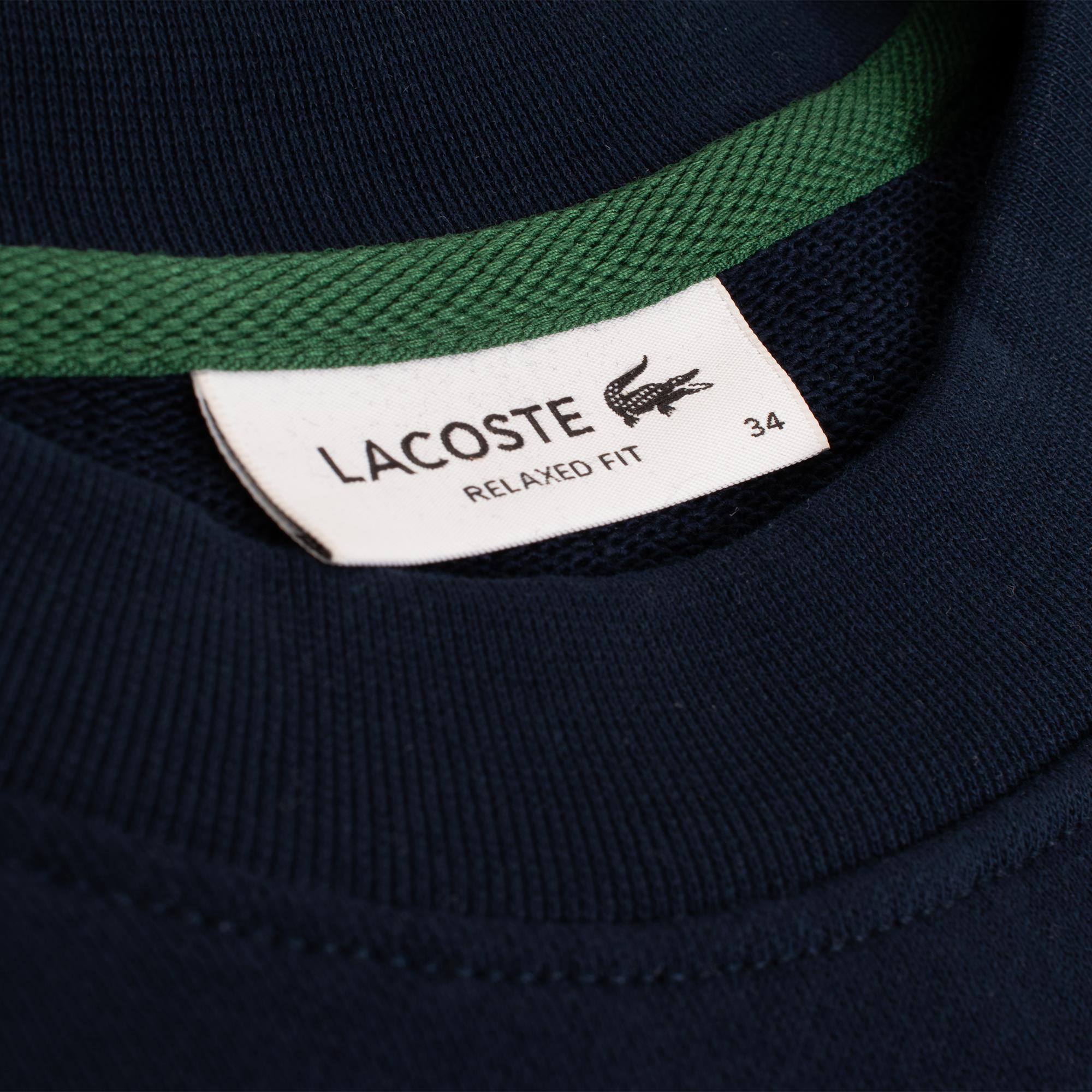 Ladies Lacoste Fleece Crew Neck Sweatshirt Navy