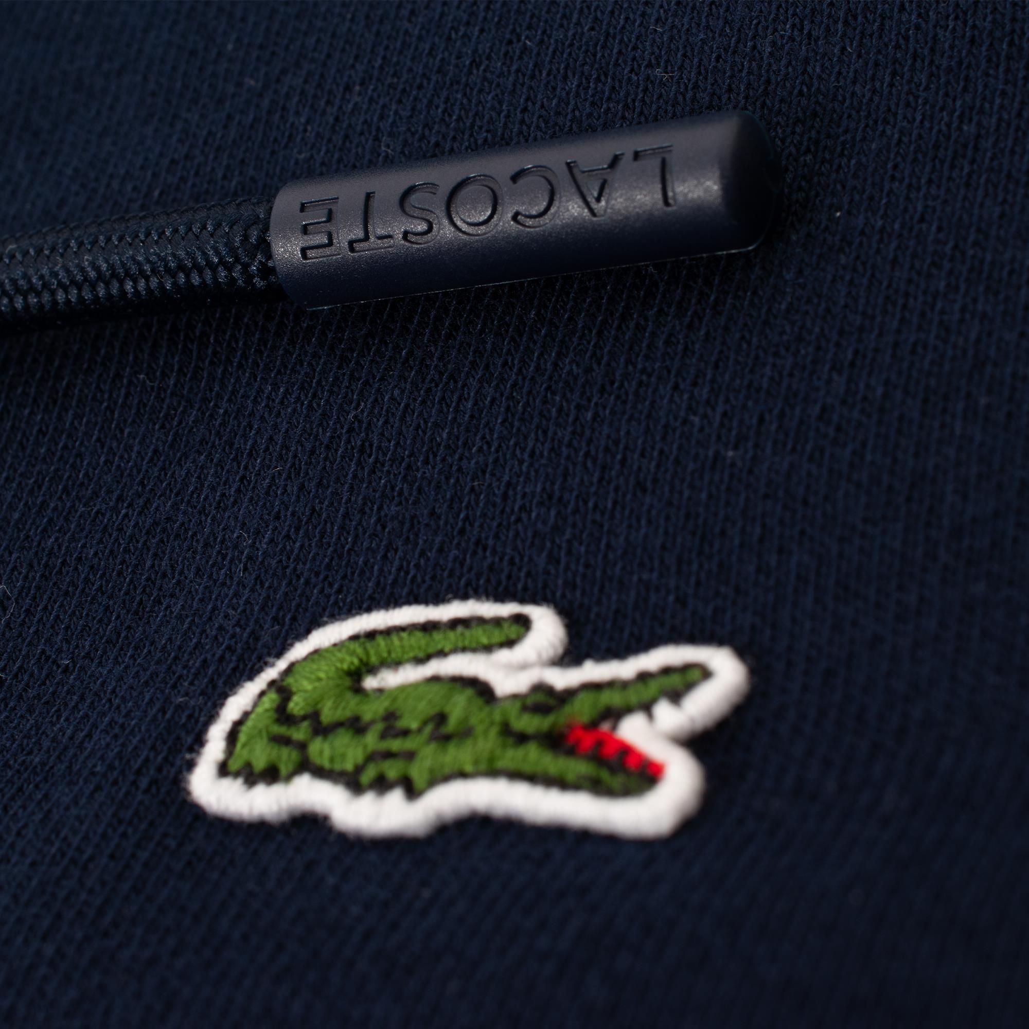 Ladies Lacoste Cotton Blend Full Zip Hooded Sweatshirt Navy