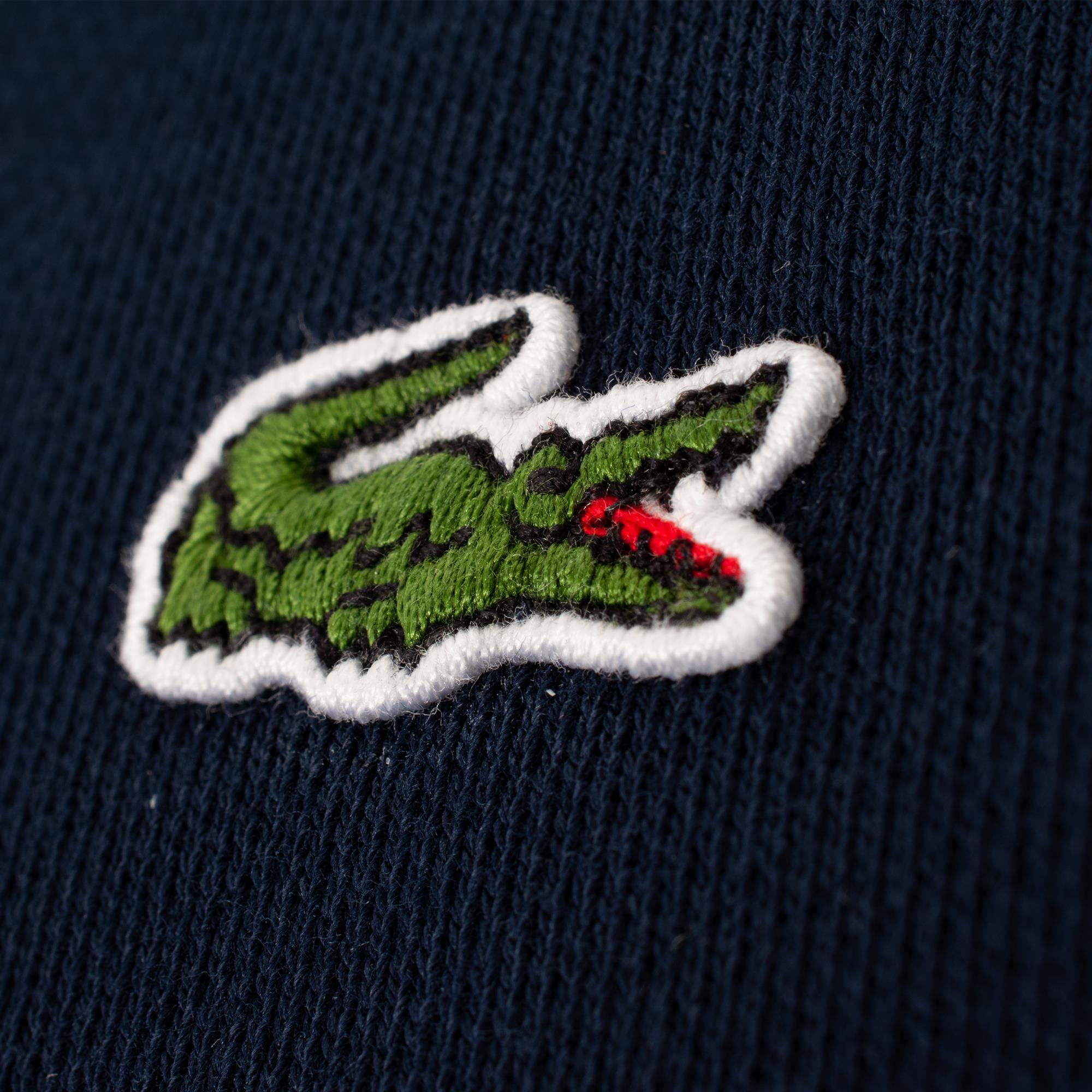 Ladies Lacoste Cotton Blend Full Zip Hooded Sweatshirt Navy