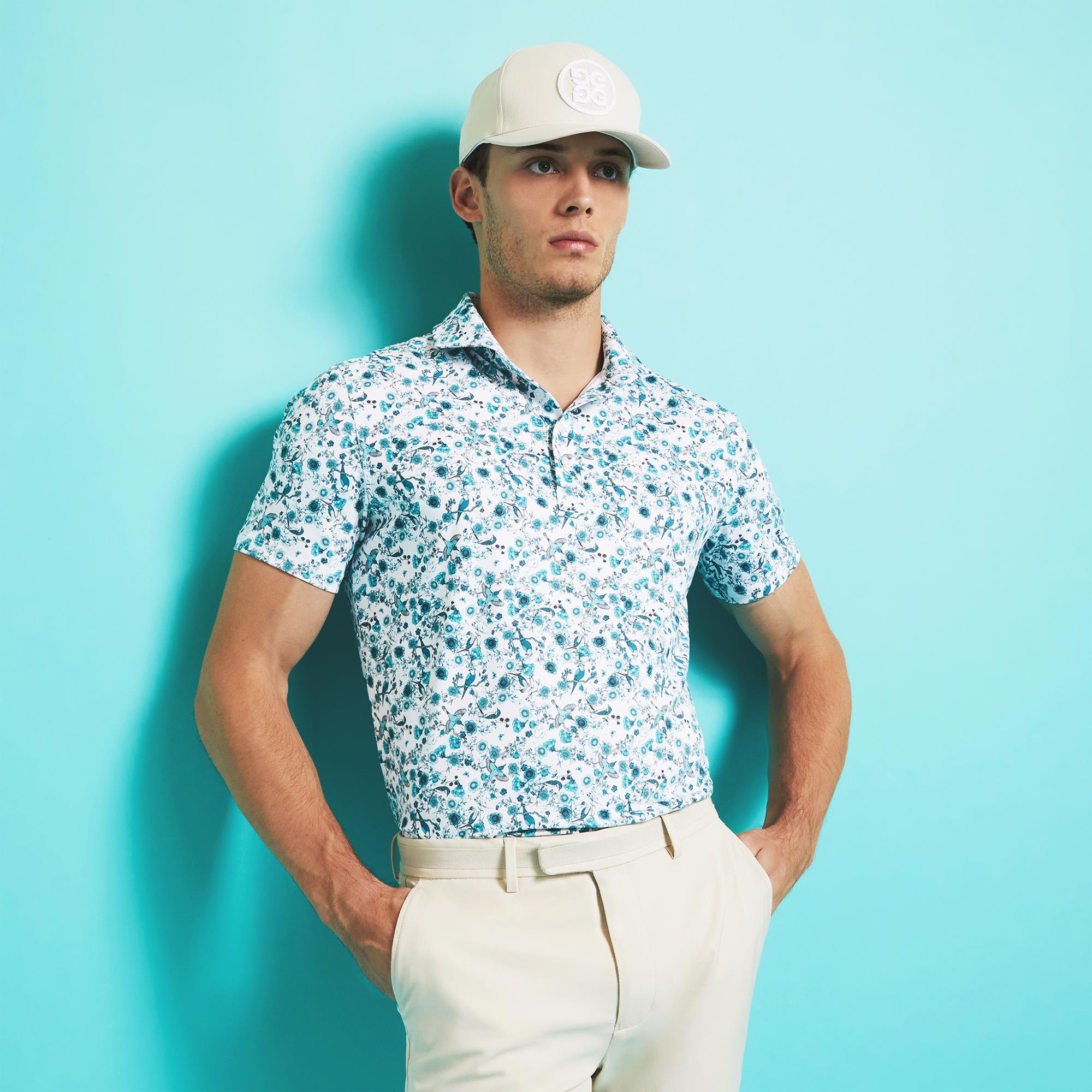 G/FORE Botanic Garden Tech Jersey Mens Golf Polo Shirt Mineral