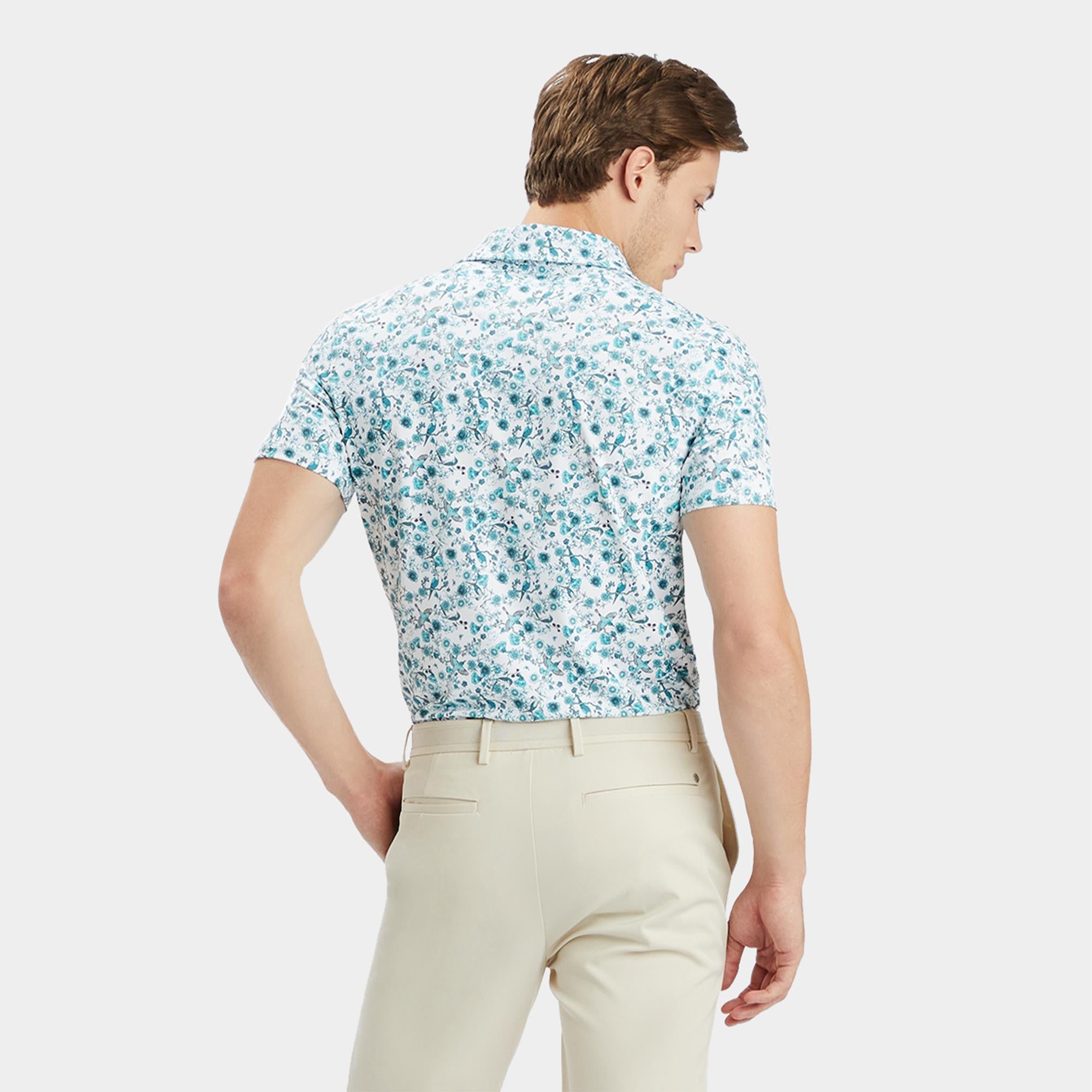 G/FORE Botanic Garden Tech Jersey Mens Golf Polo Shirt Mineral