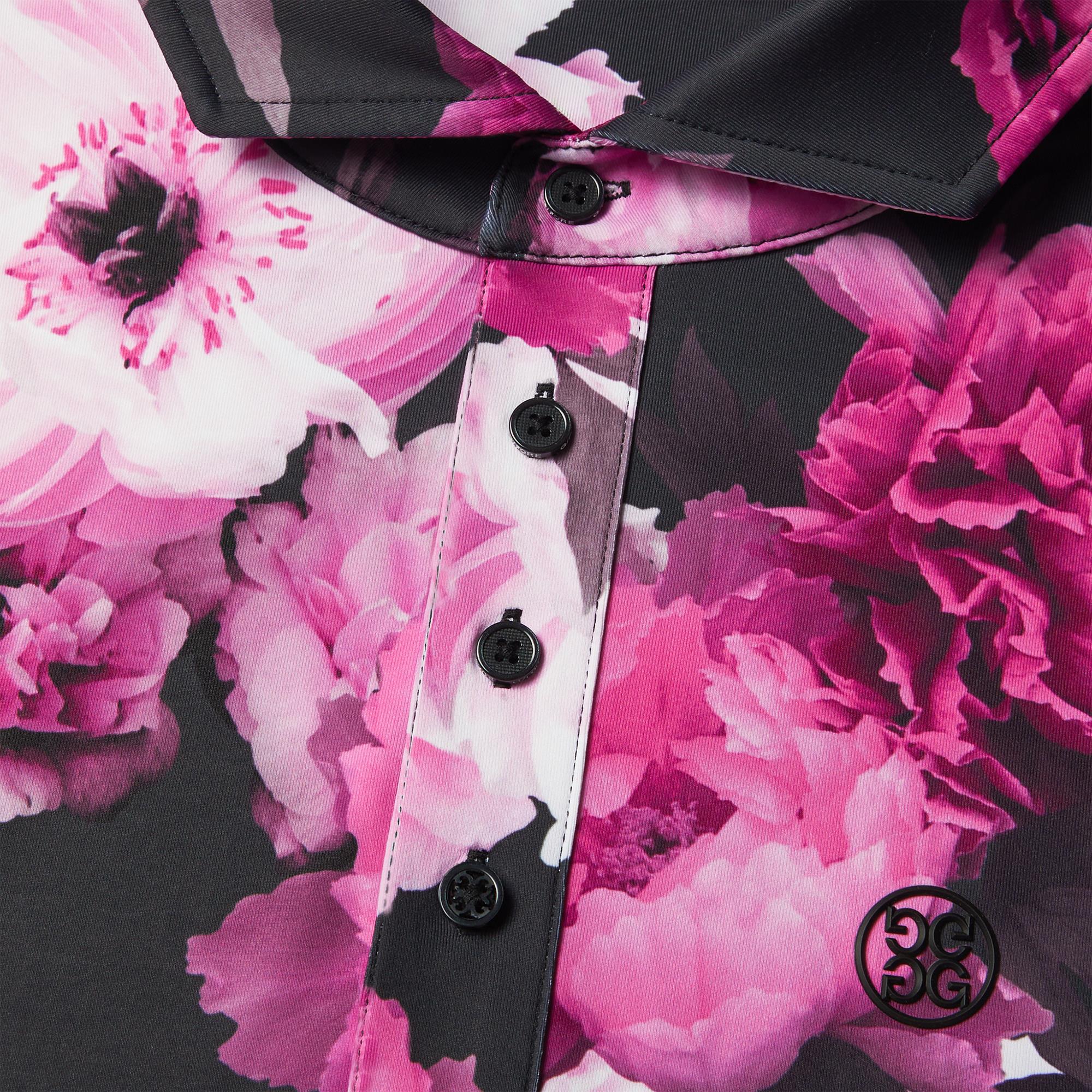 G/FORE Photo Floral Tech Jersey Mens Golf Polo Shirt Onyx