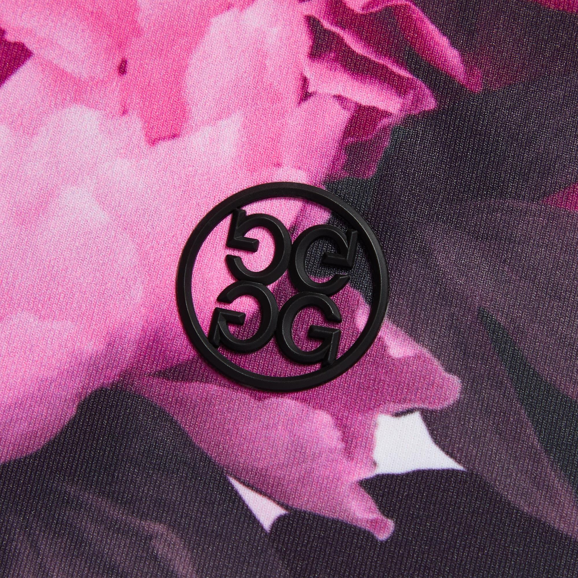 G/FORE Photo Floral Tech Jersey Mens Golf Polo Shirt Onyx