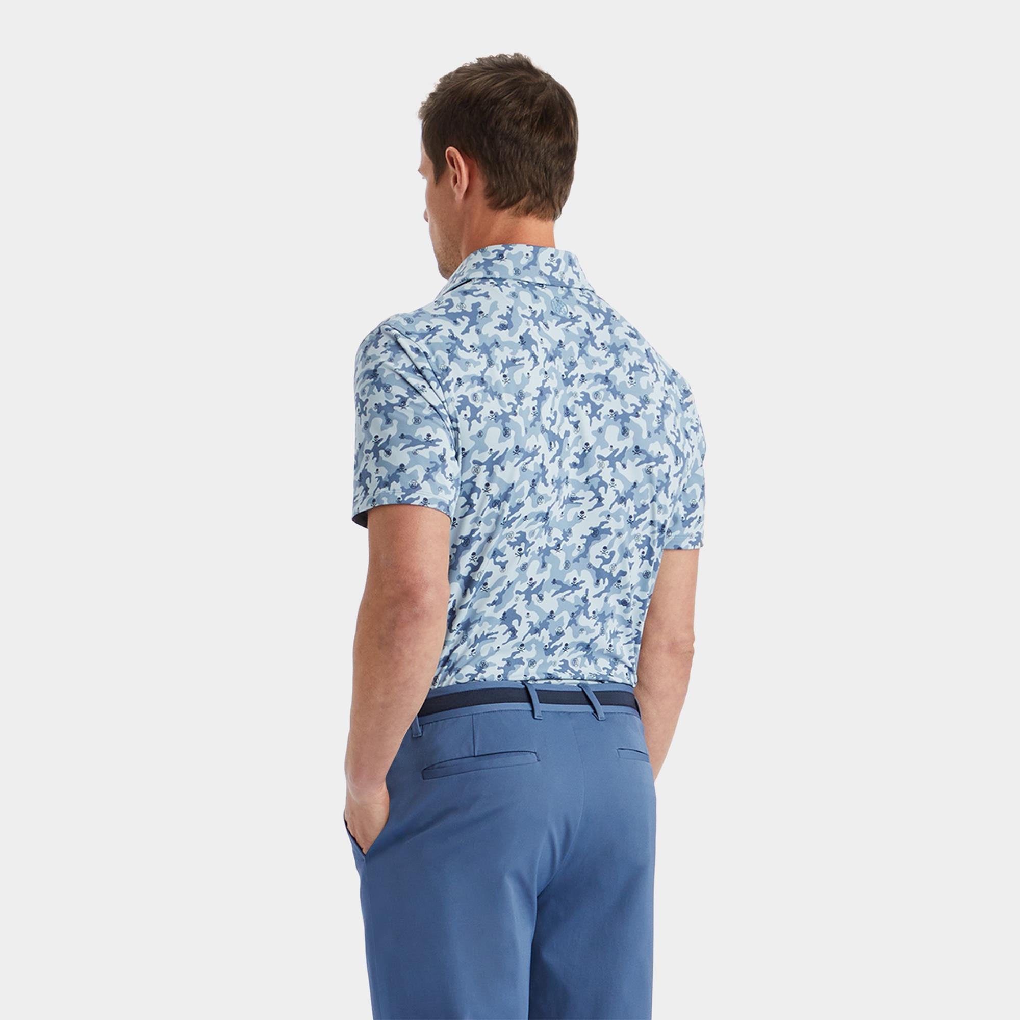 G/FORE Mapped Icon Camo Tech Jersey Mens Golf Polo FJORD