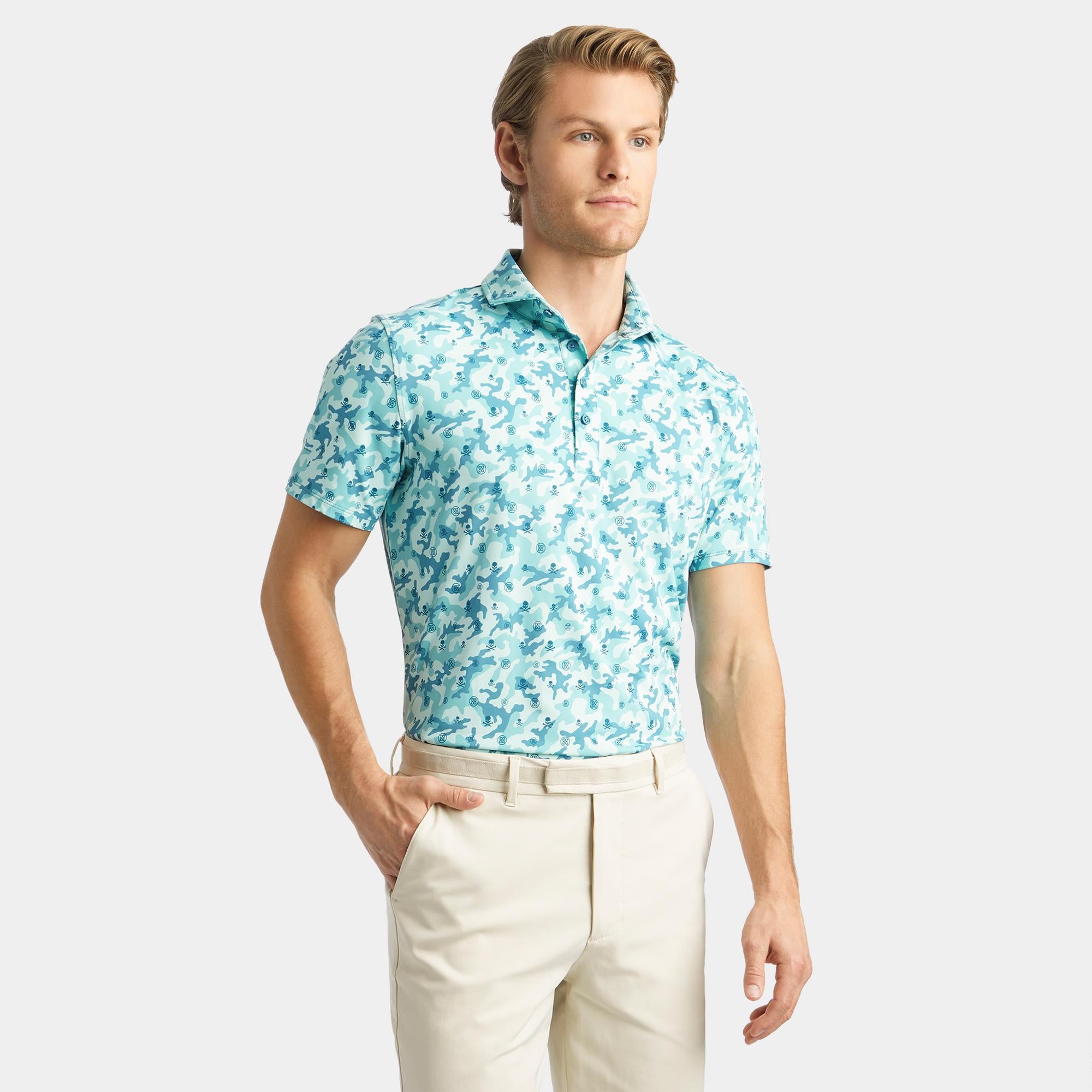 G/FORE Mapped Icon Camo Tech Jersey Mens Golf Polo Monsoon