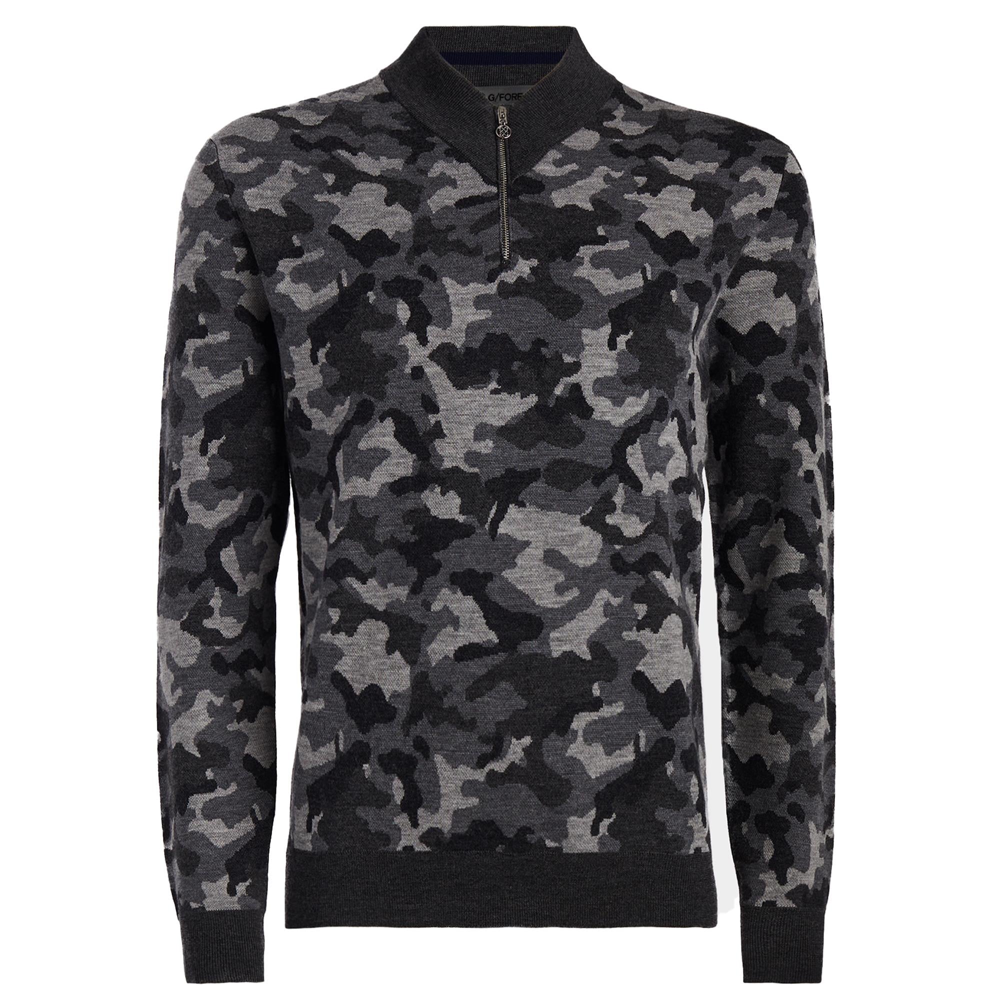 G/FORE Camo Jacquard Merino Wool Mens Golf Sweater Charcoal