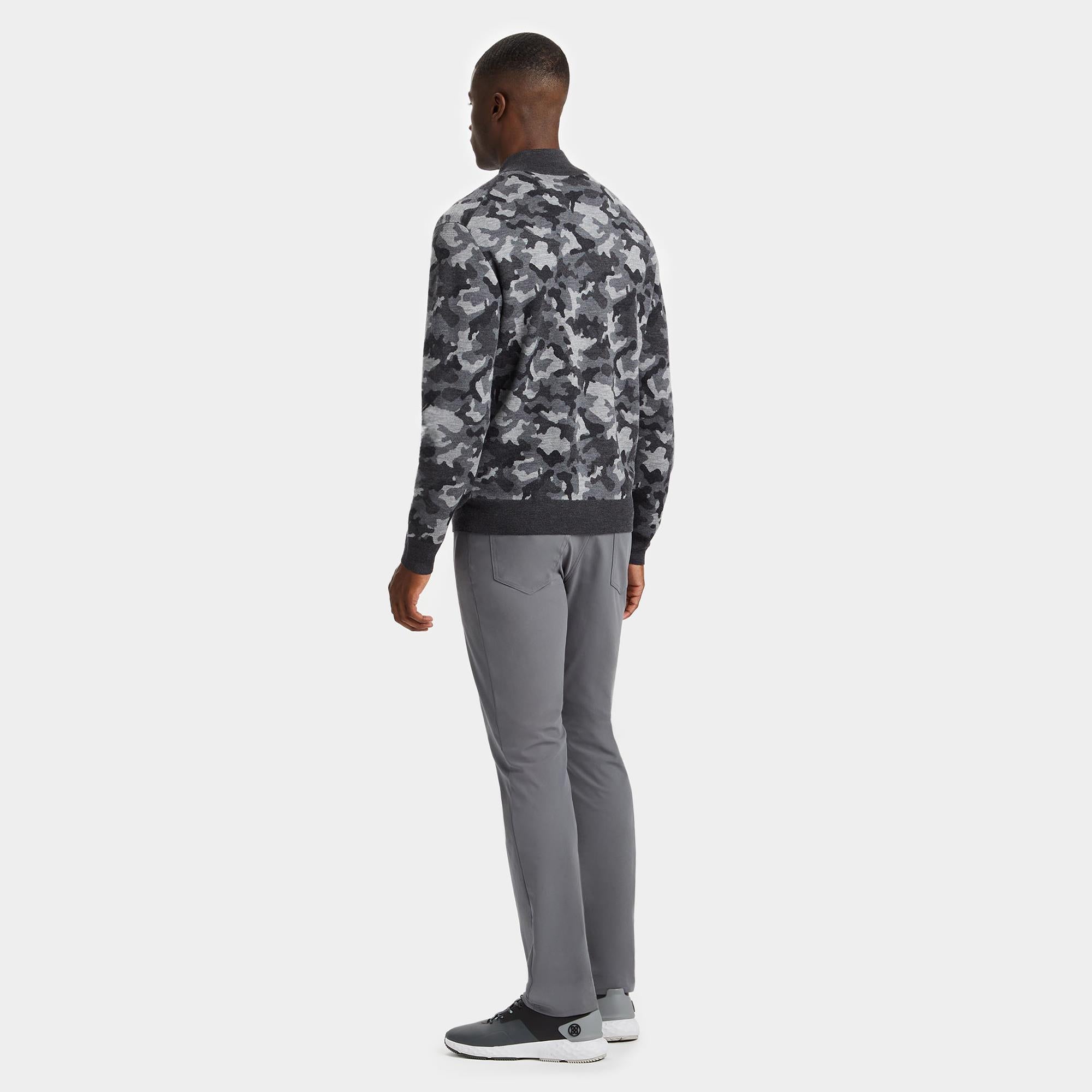 G/FORE Camo Jacquard Merino Wool Mens Golf Sweater Charcoal