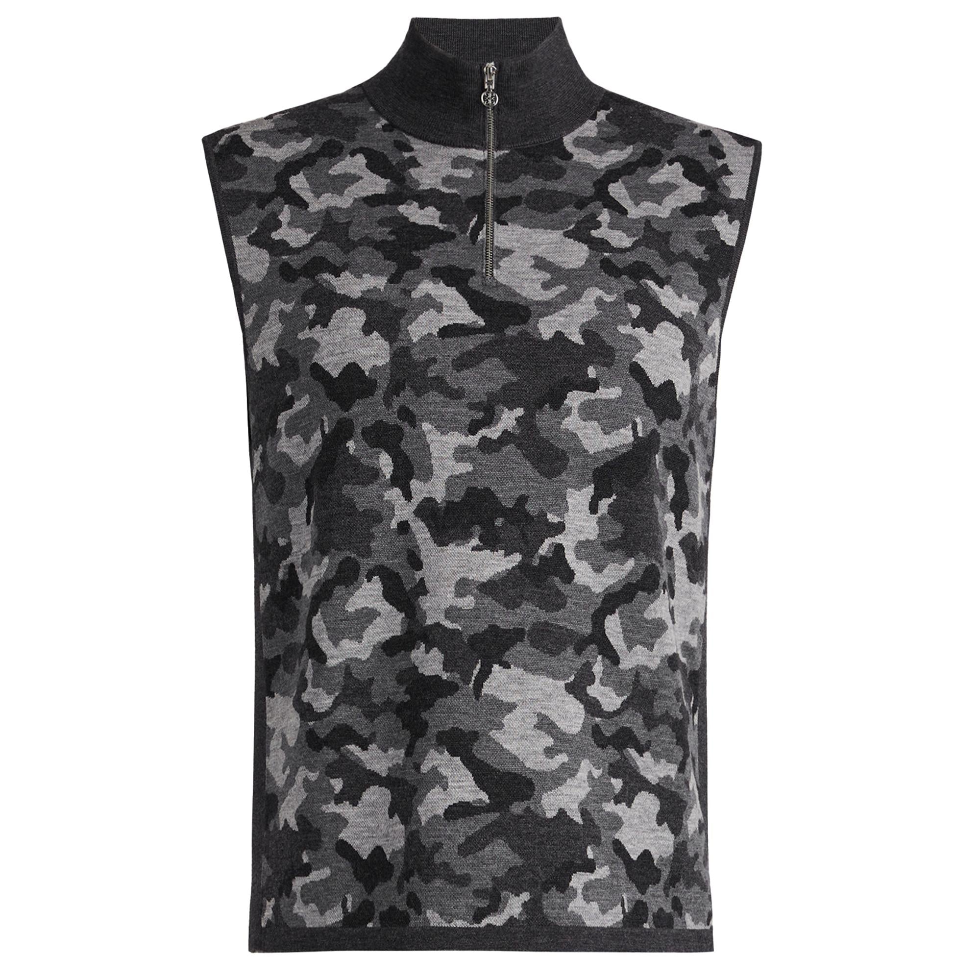 G/FORE Camo Jacquard Merino Wool Mens Golf Vest Charcoal