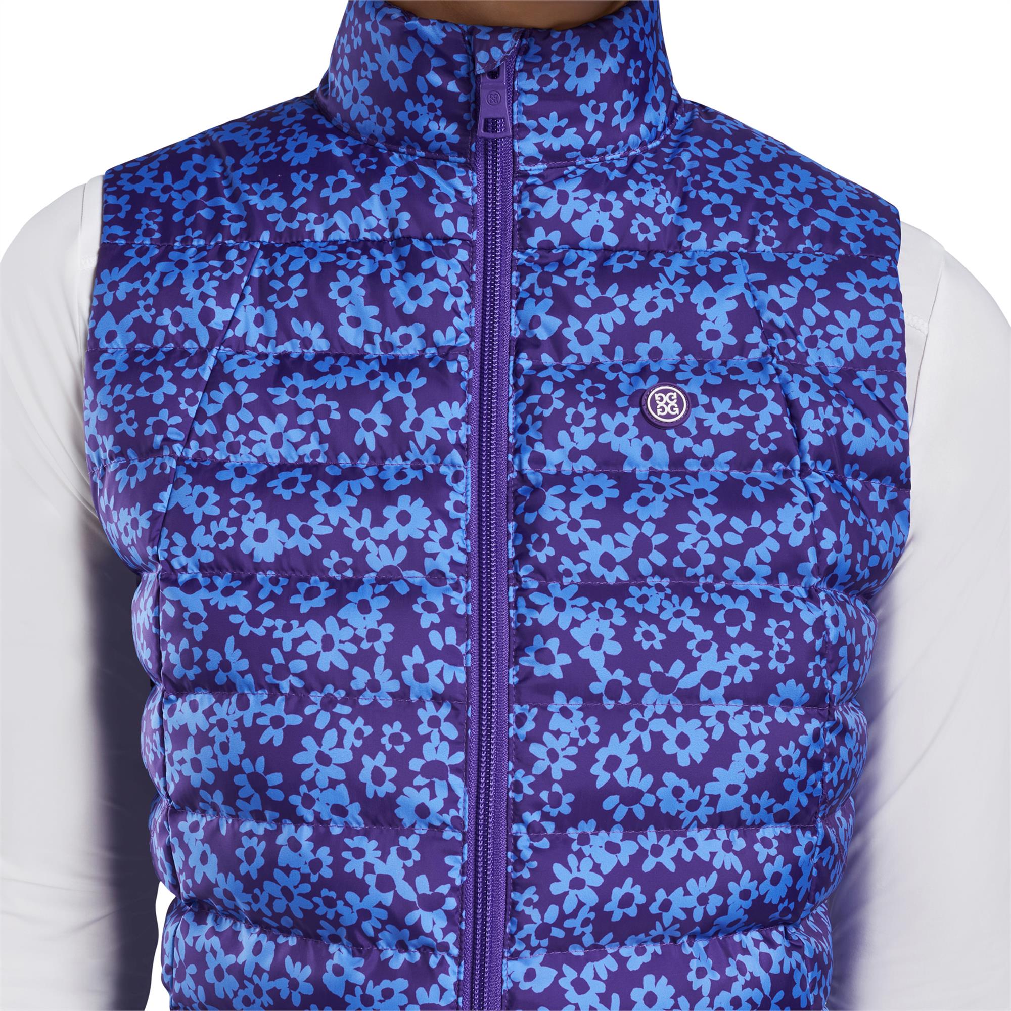 Ladies G/FORE Floral Printed Puffer Vest Violet