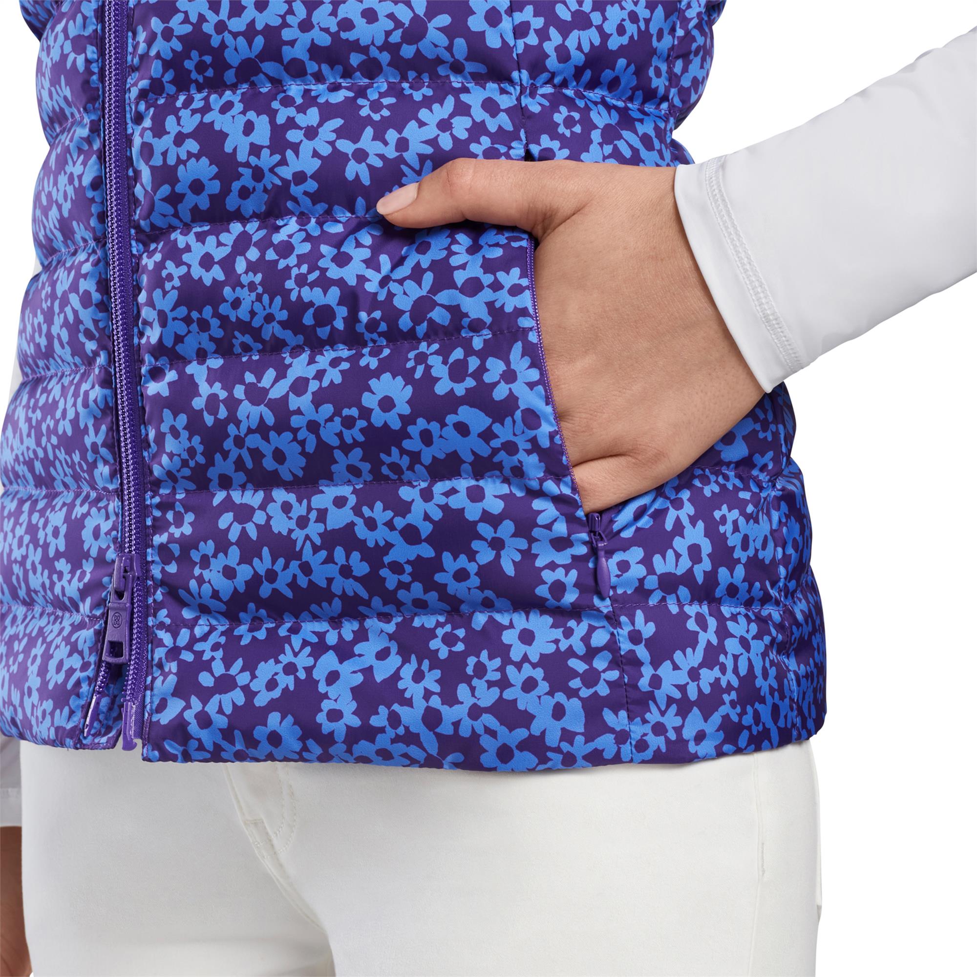 Ladies G/FORE Floral Printed Puffer Vest Violet