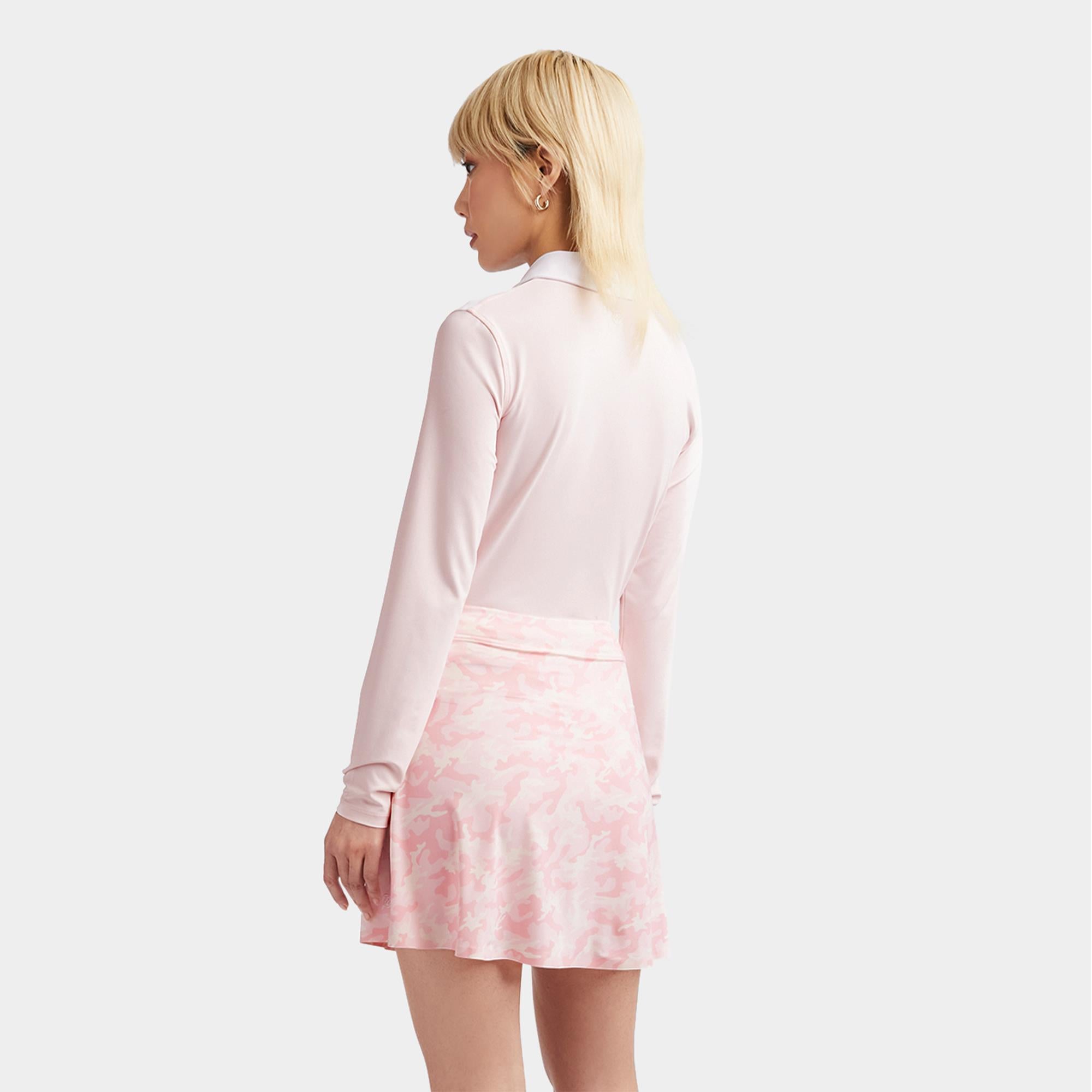 G/FORE Multi V Tech Jersey Ladies Long Sleeve Golf Polo Shirt Cameo