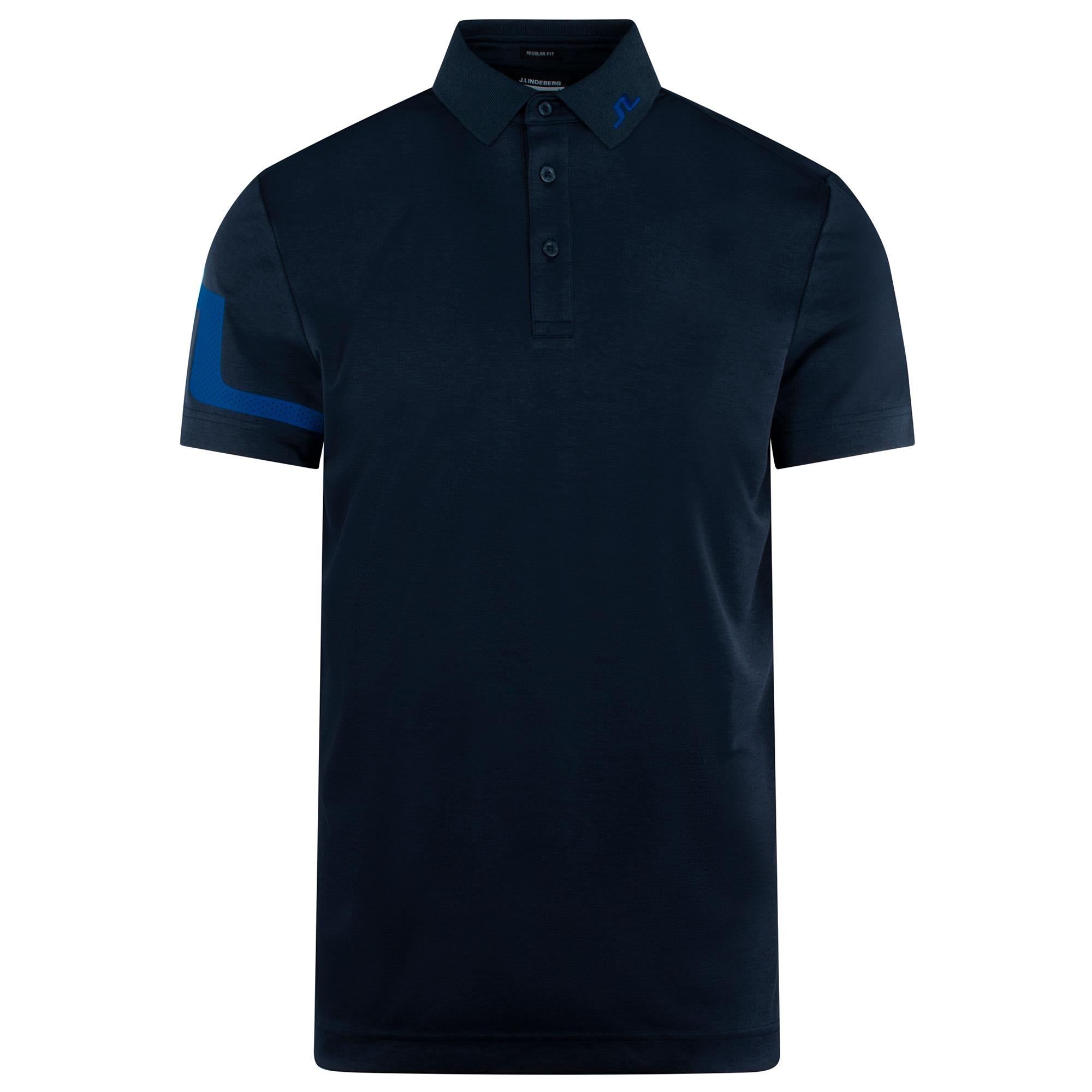 J Lindeberg Heath Mens Golf Polo Shirt Navy Melange