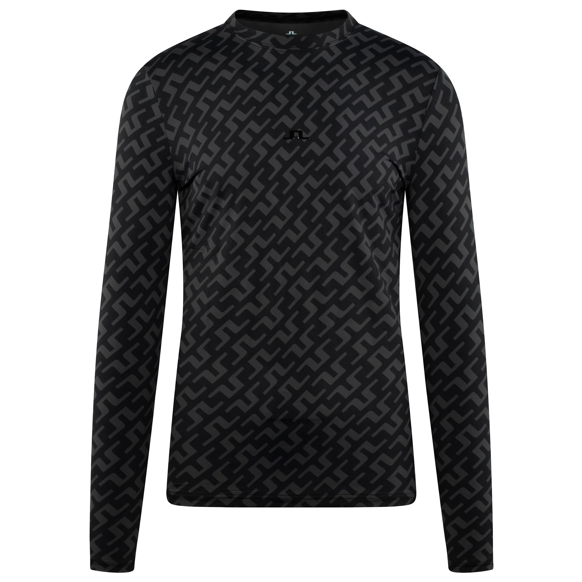 J Lindeberg Thor Printed Long Sleeve UV Protection Mens Golf Base Layer Black