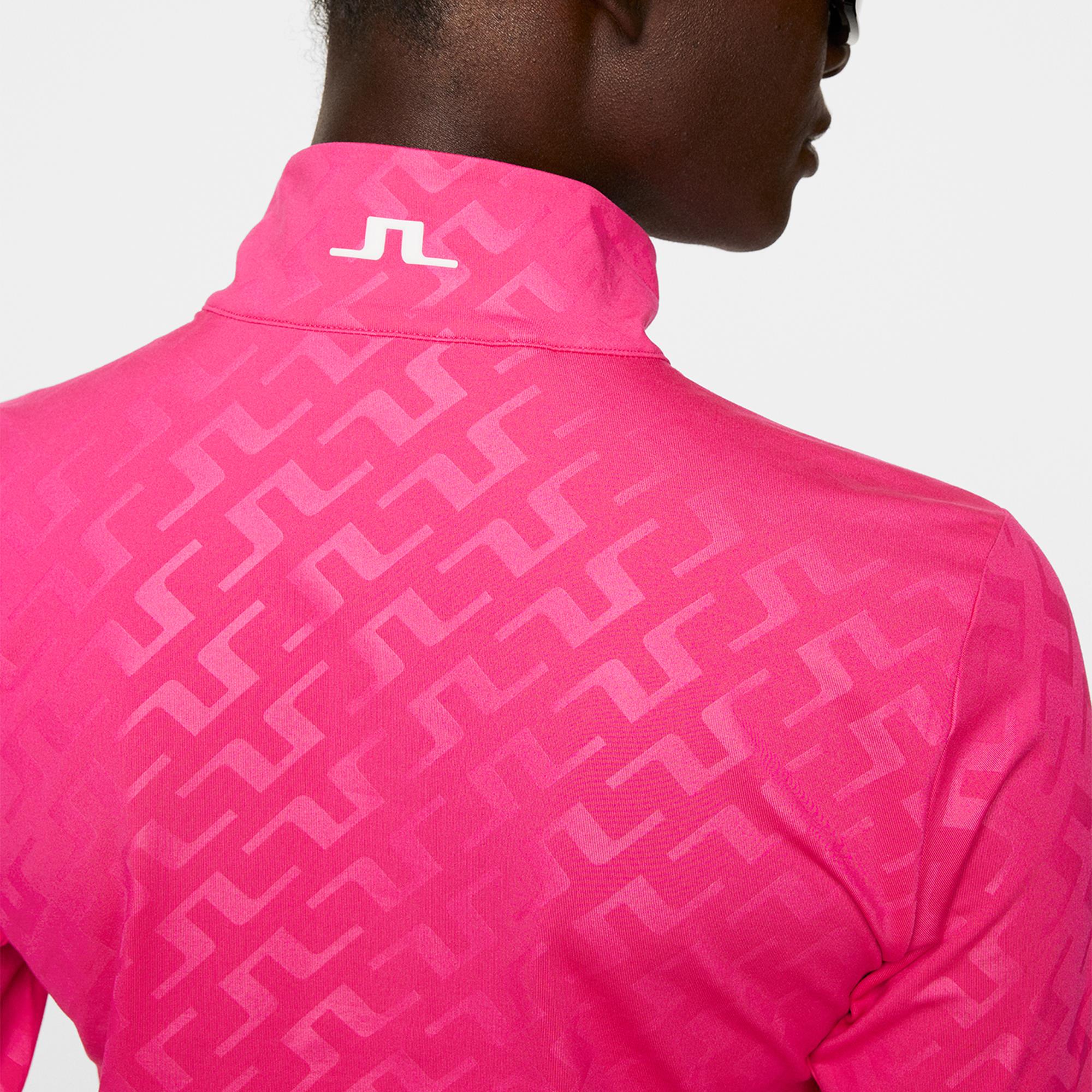 J Lindeberg Lauryn Deboss Ladies Golf Mid Layer Bias Bridge Pink