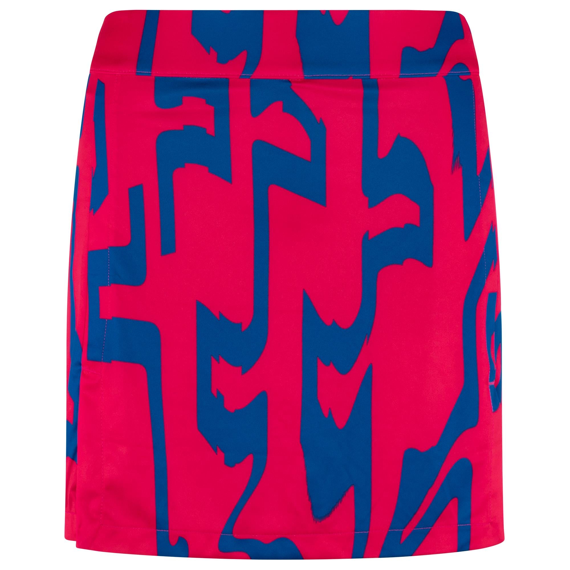 J Lindeberg Amelie Mid Print Ladies Golf Skort Glitch Bridge Pink