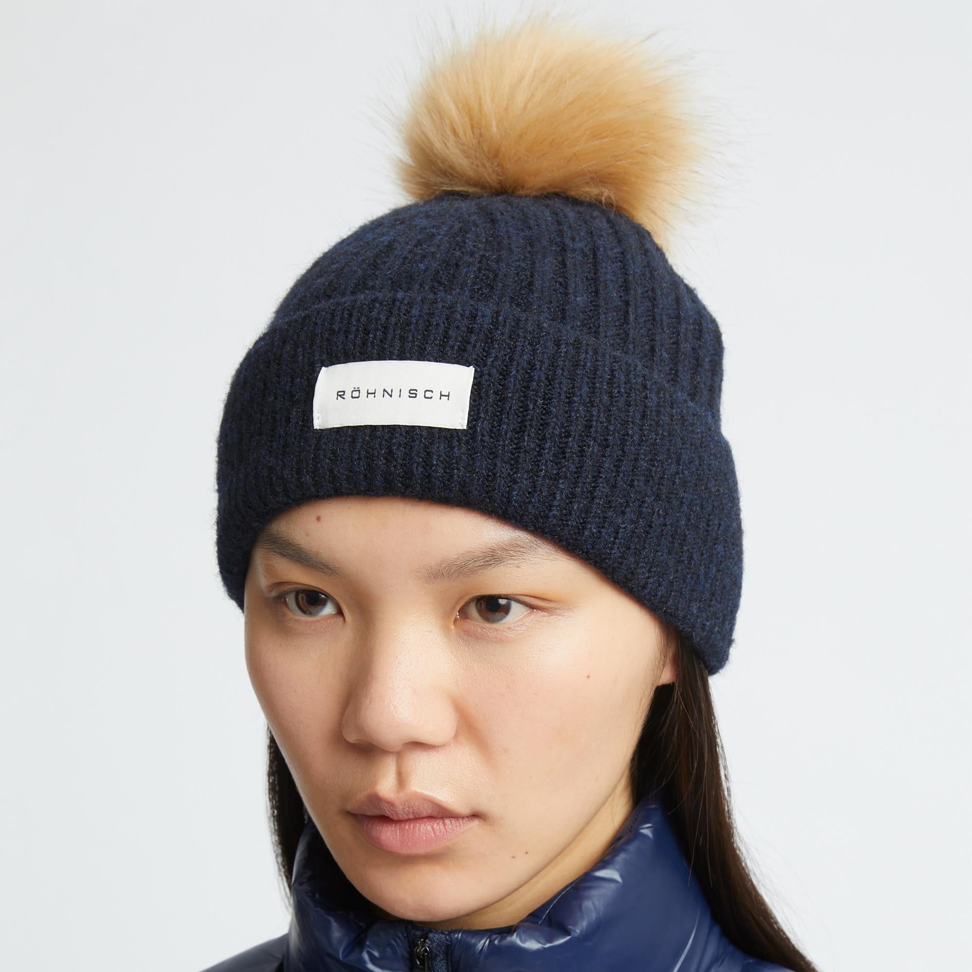 Rohnisch Pom Rib Ladies Golf Beanie Navy