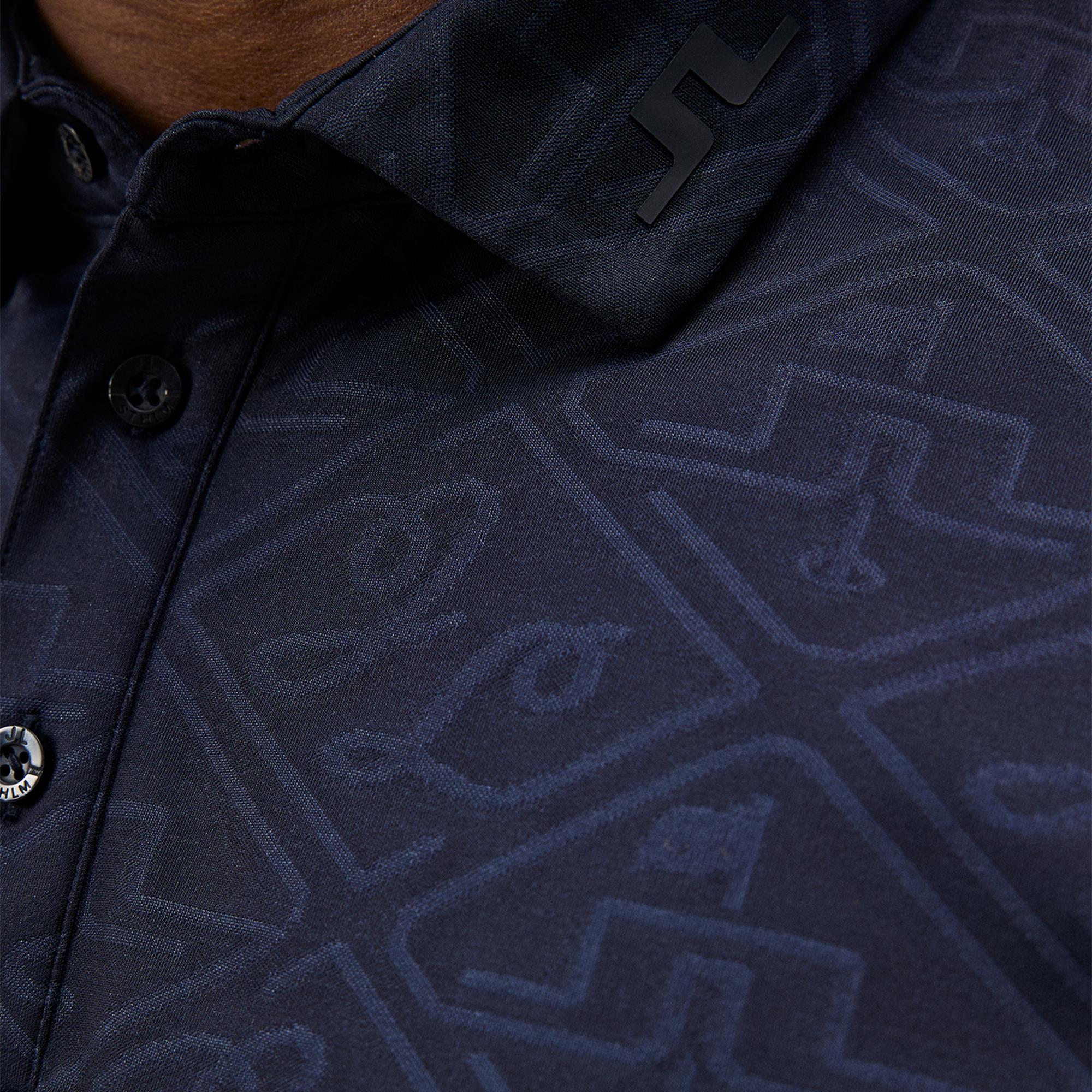 J Lindeberg Bison Jaquard Mens Golf Polo Shirt Navy