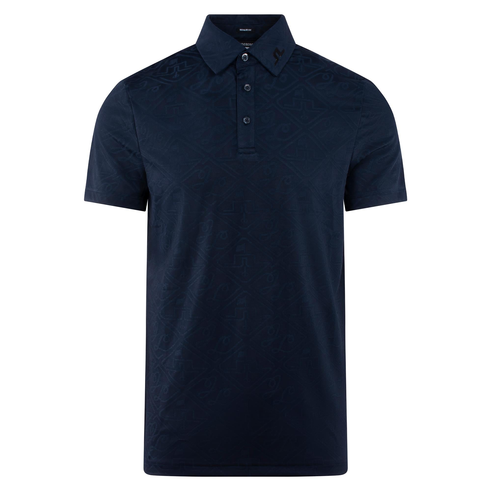 J Lindeberg Bison Jaquard Mens Golf Polo Shirt Navy