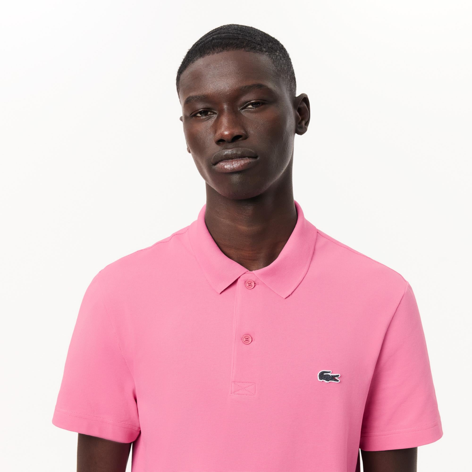 Mens Lacoste Poly Cotton Polo Shirt Reseda Pink