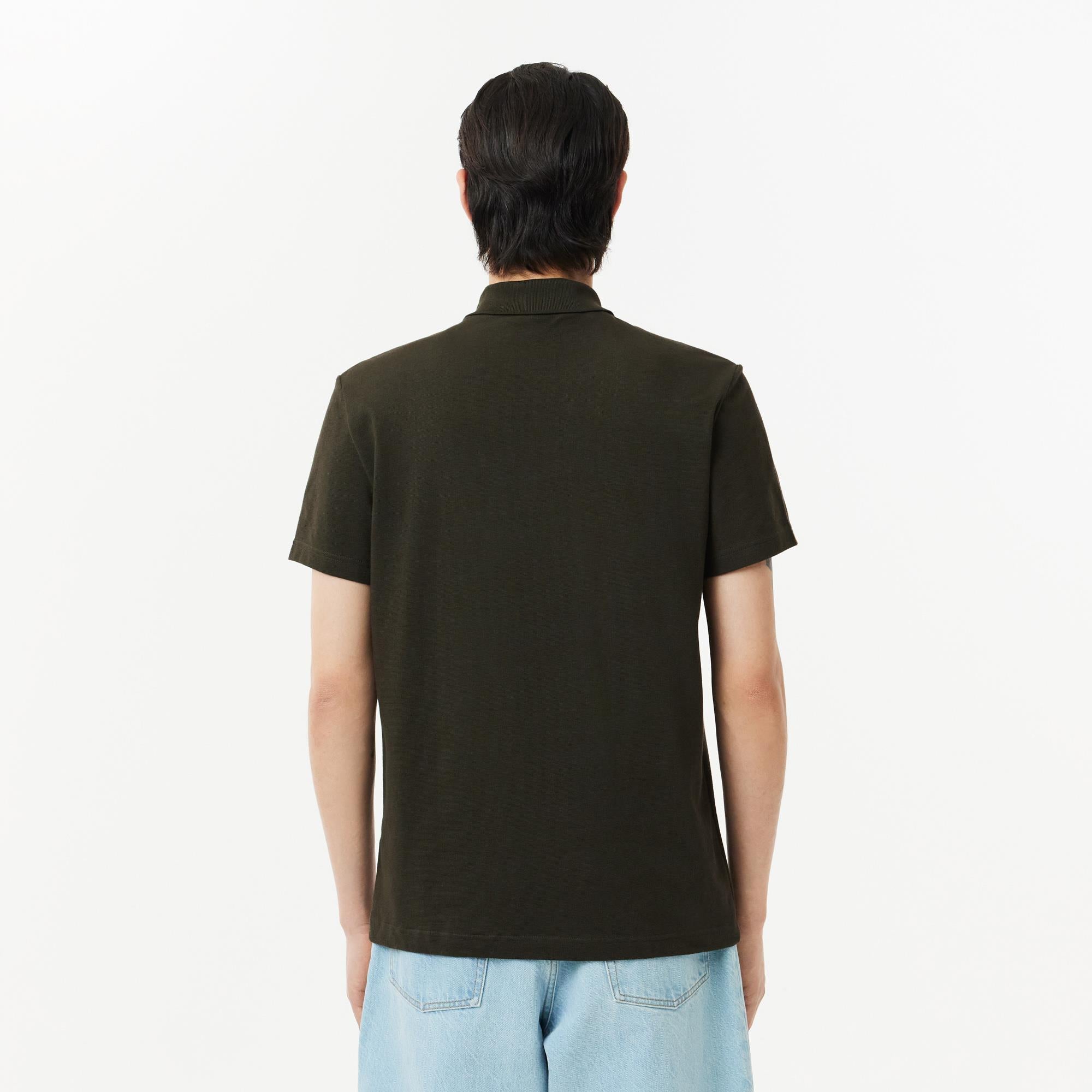Mens Lacoste Poly Cotton Polo Shirt Dark Khaki Green