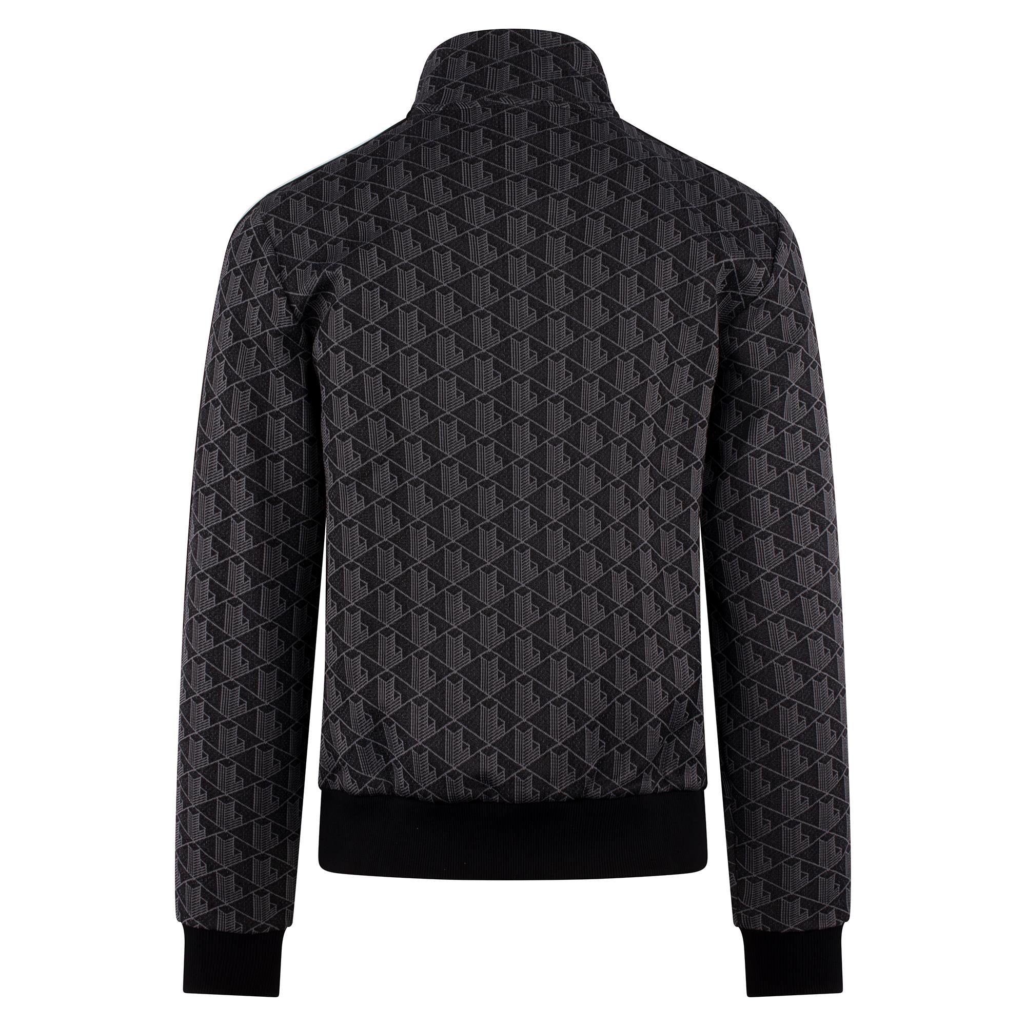 Mens Lacoste Paris Jacquard Monogram Zipped Sweatshirt Black