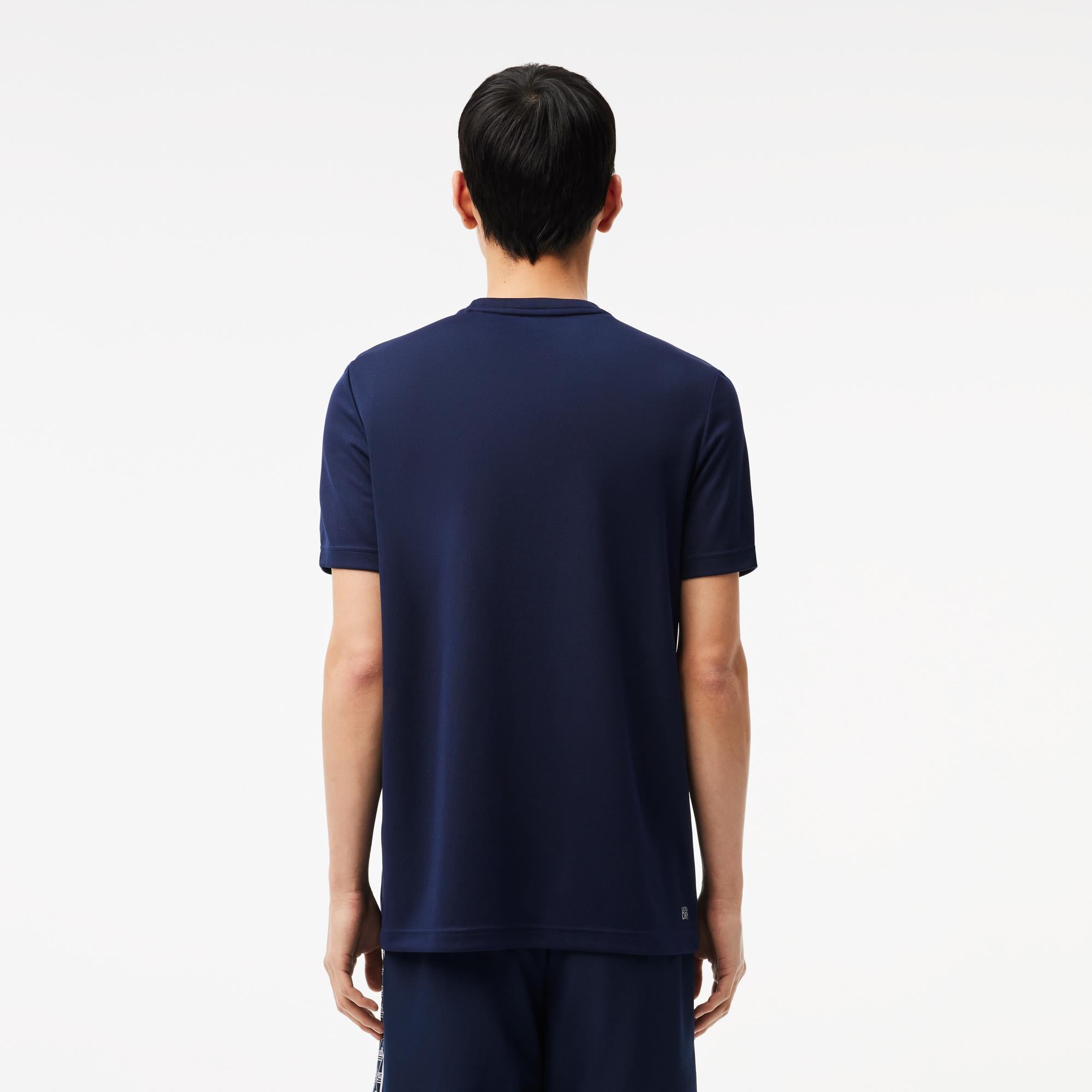 Lacoste Ultra Dry Jacquard Croc Logo Mens T-Shirt Navy