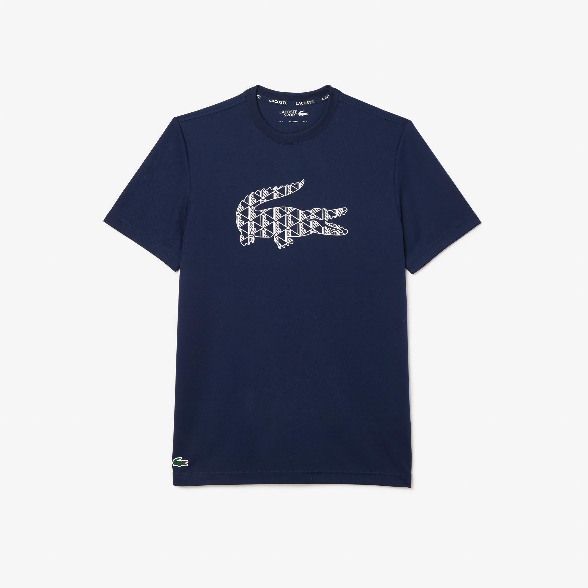 Lacoste Ultra Dry Jacquard Croc Logo Mens T-Shirt Navy