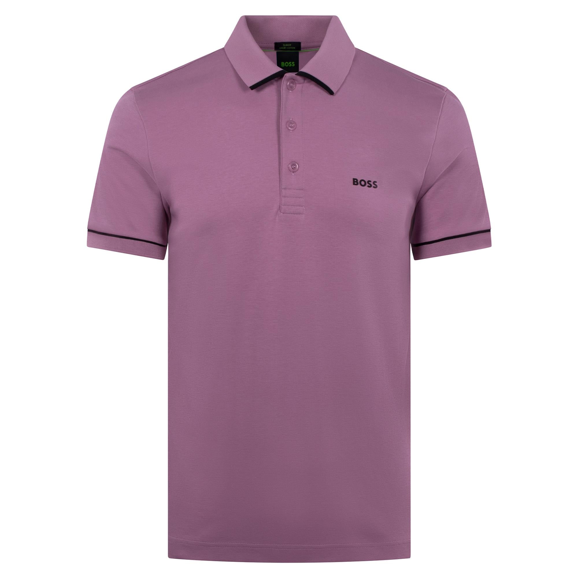Boss Paule Cotton Slim Fit Polo Shirt Light Purple