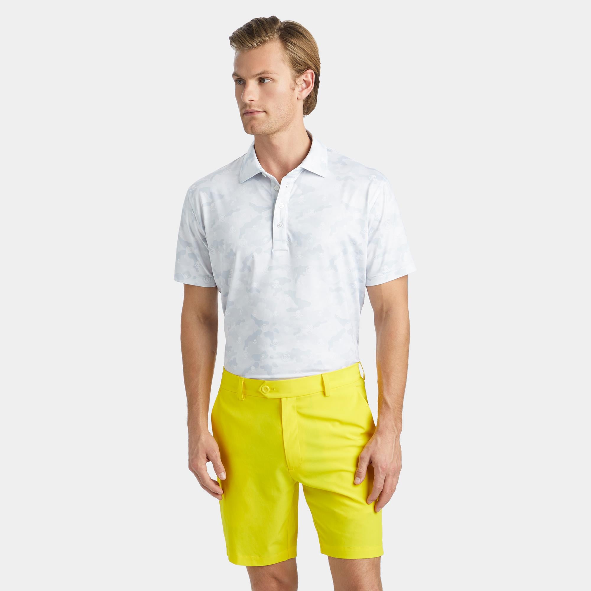 G/FORE Icon Camo Tech Jersey Mens Golf Polo Snow