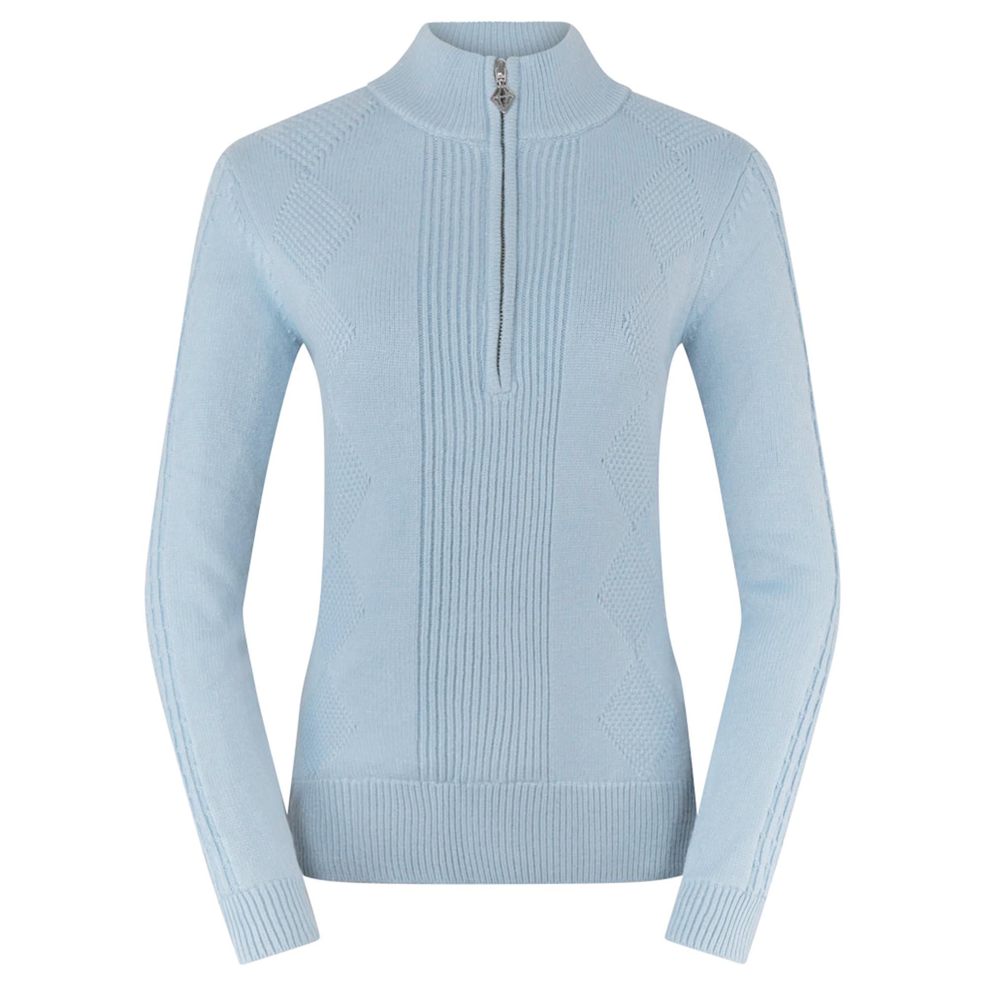 Pure Golf Sorrell Cable Knit Lined Ladies Golf Jumper Powder Blue