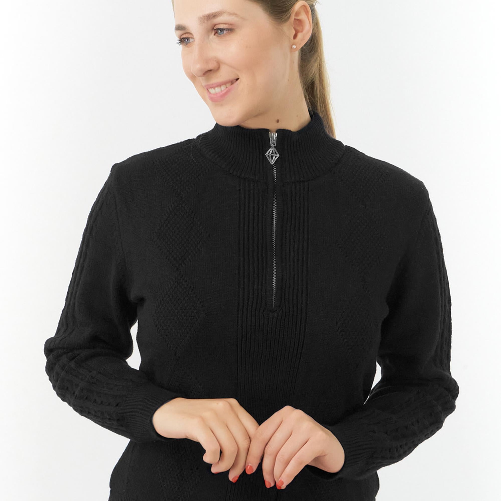 Pure Golf Sorrell Cable Knit Lined Ladies Golf Jumper Black