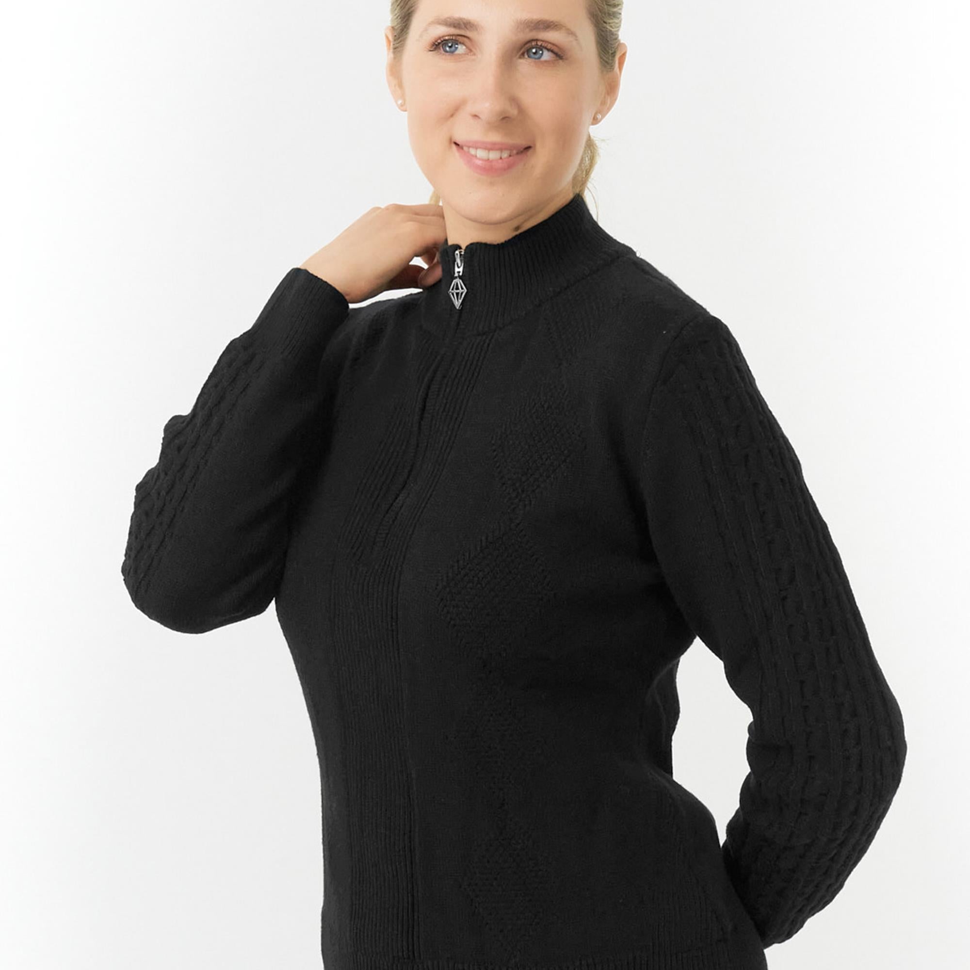 Pure Golf Sorrell Cable Knit Lined Ladies Golf Jumper Black