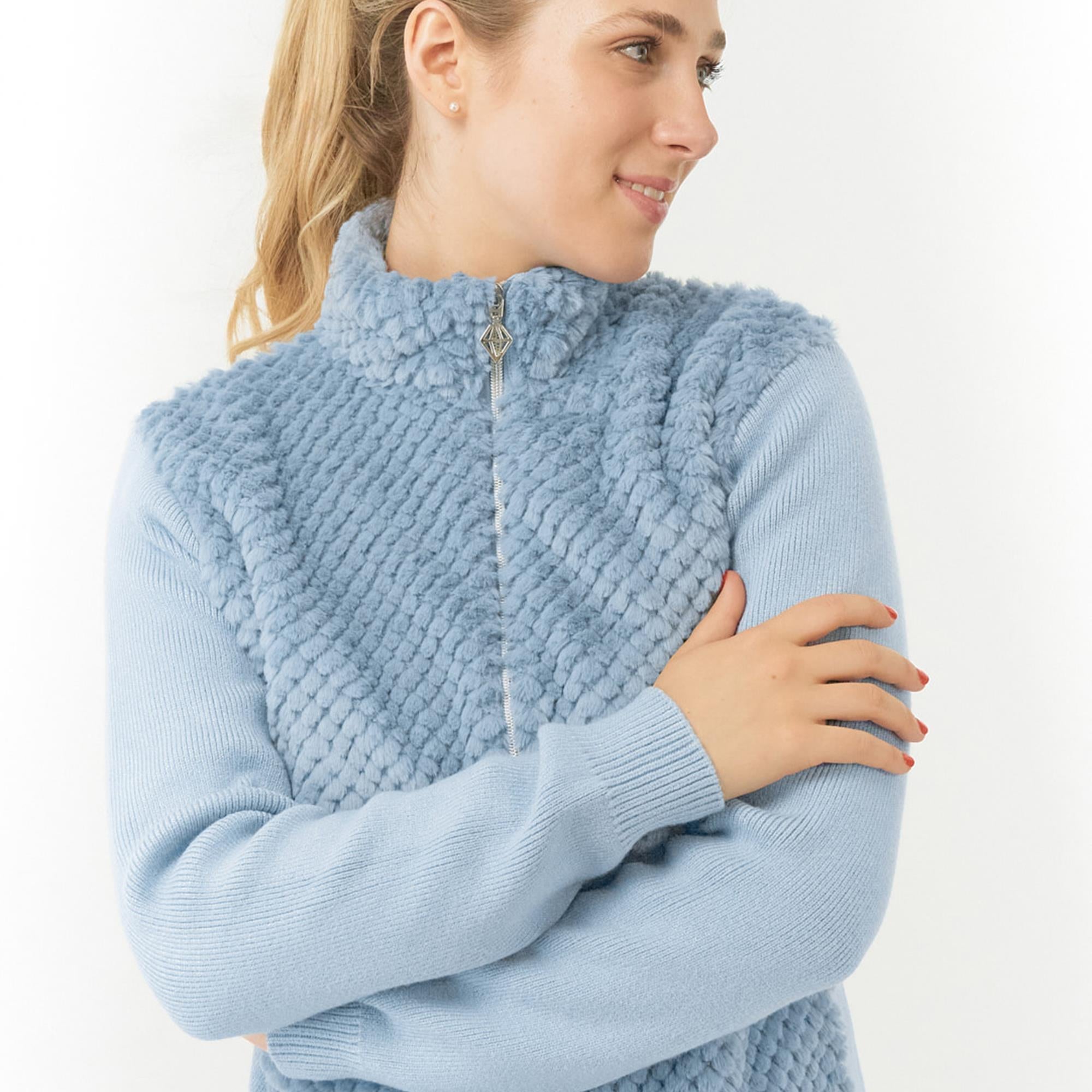 Pure Golf Ellisa Knitted Faux Fir Front Ladies Golf Mid Layer Powder Blue