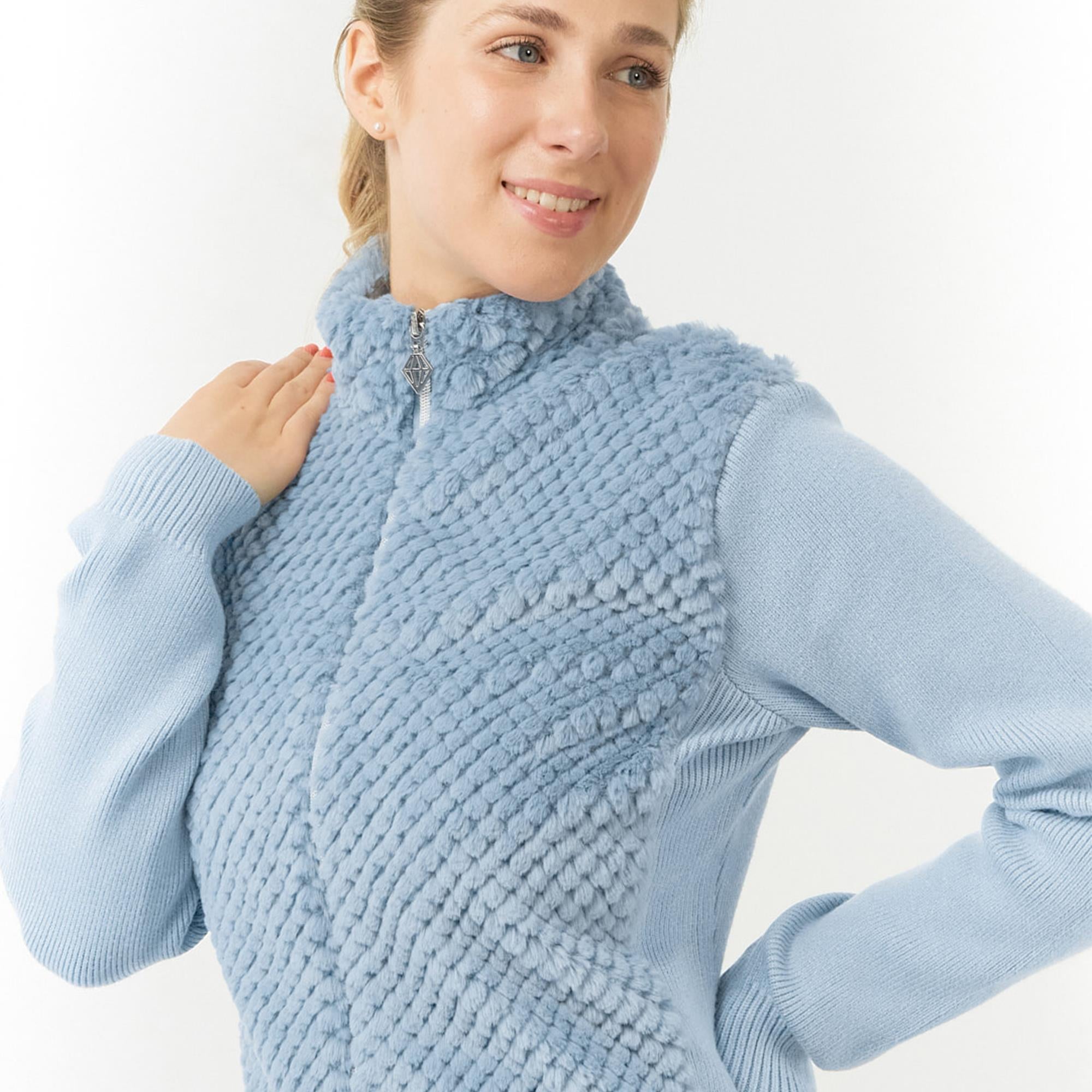Pure Golf Ellisa Knitted Faux Fir Front Ladies Golf Mid Layer Powder Blue