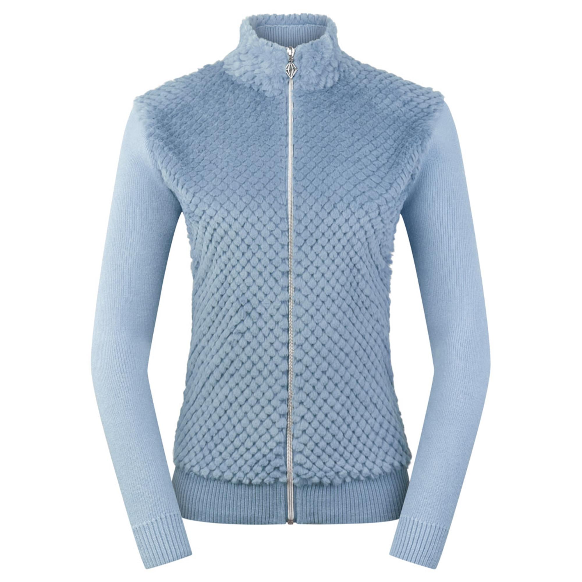 Pure Golf Ellisa Knitted Faux Fir Front Ladies Golf Mid Layer Powder Blue