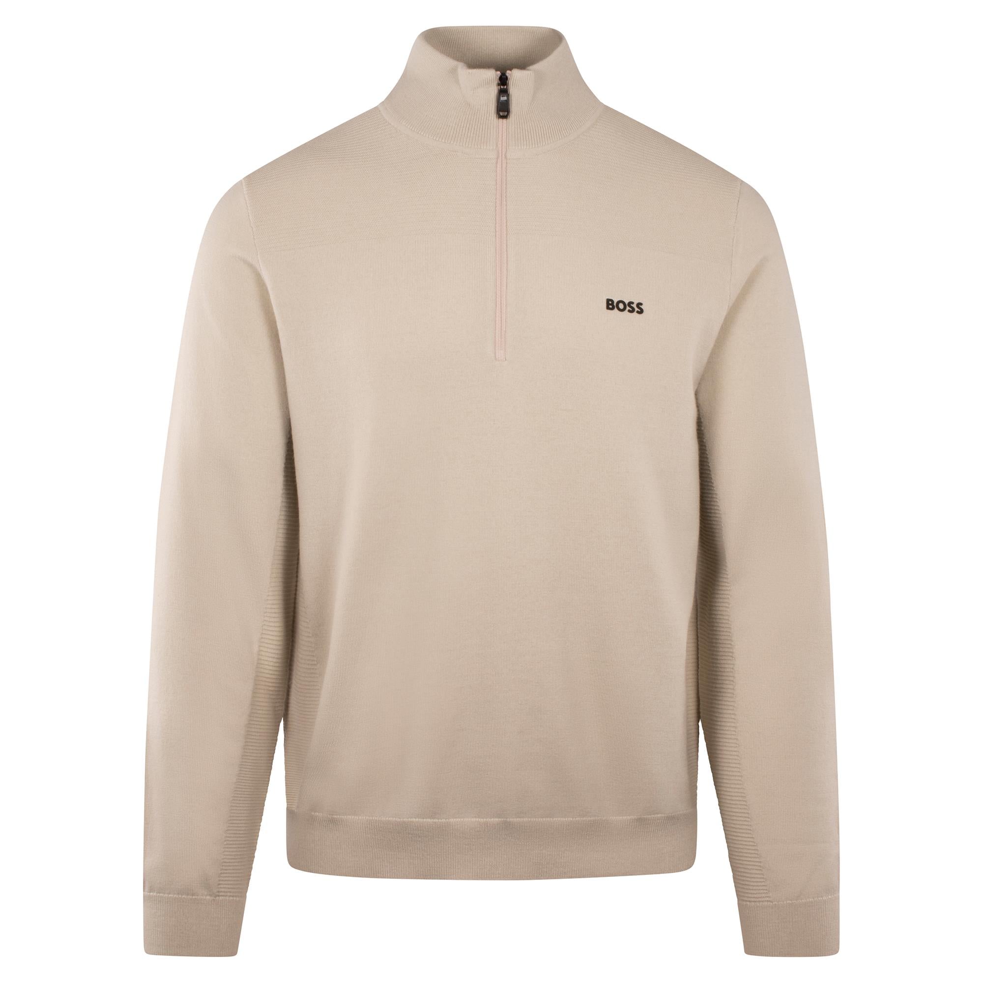 Boss Momentum-X Mens Quarter Zip Sweater Light Beige
