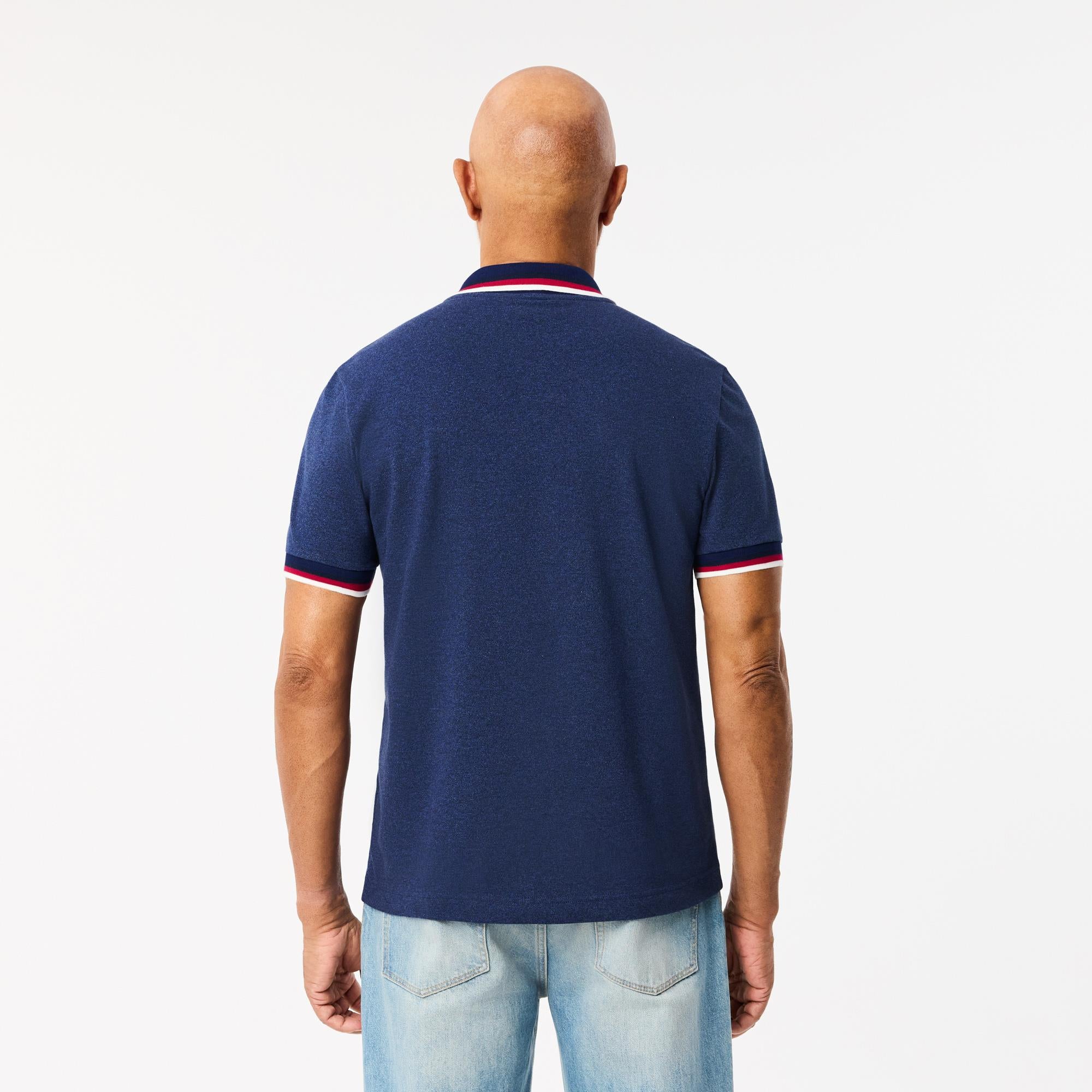 Mens Lacoste Contrast Colour Regular Fit Polo Shirt Blue Chine
