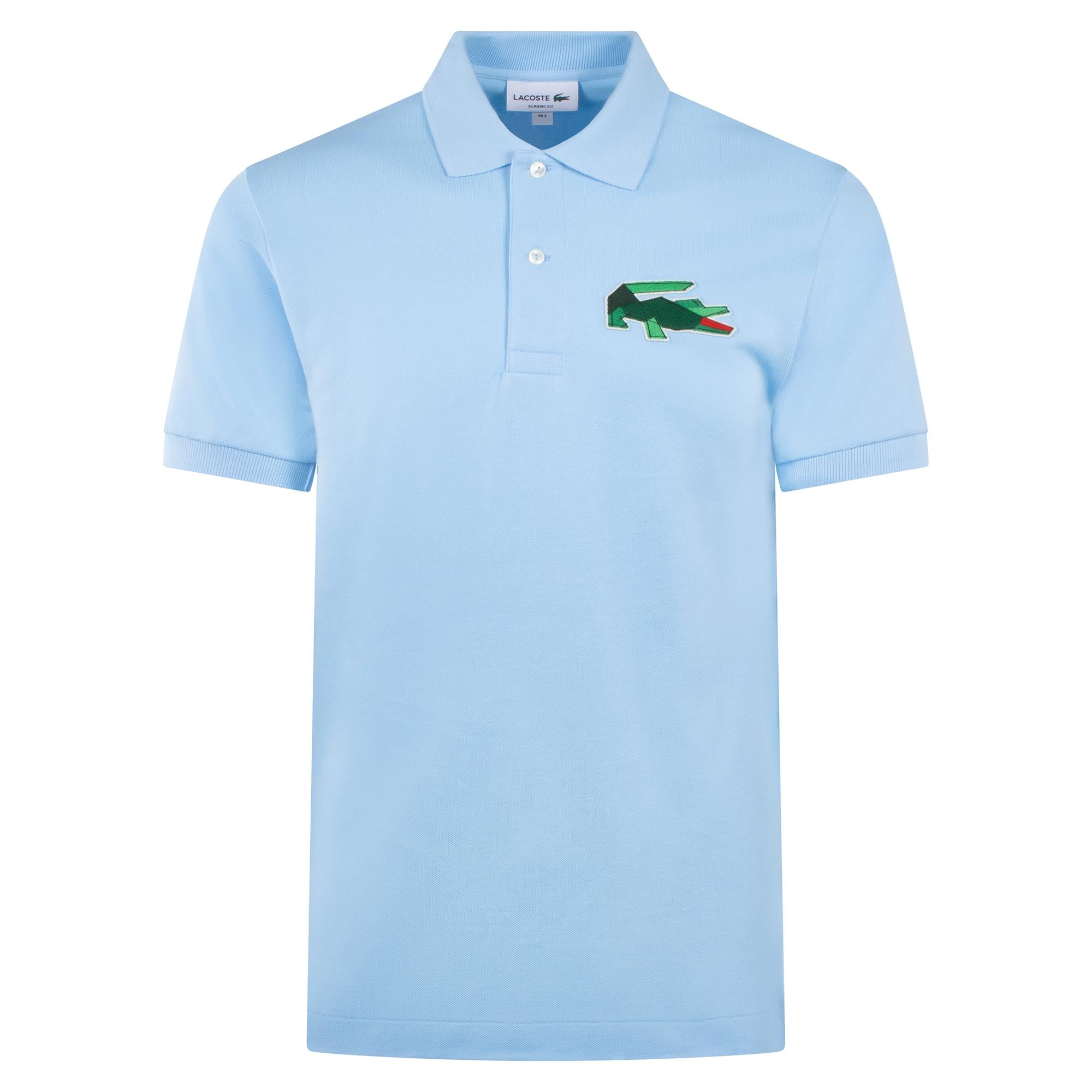 Lacoste Classic Fit L1212 Graphic Badge Polo Shirt Pale Blue