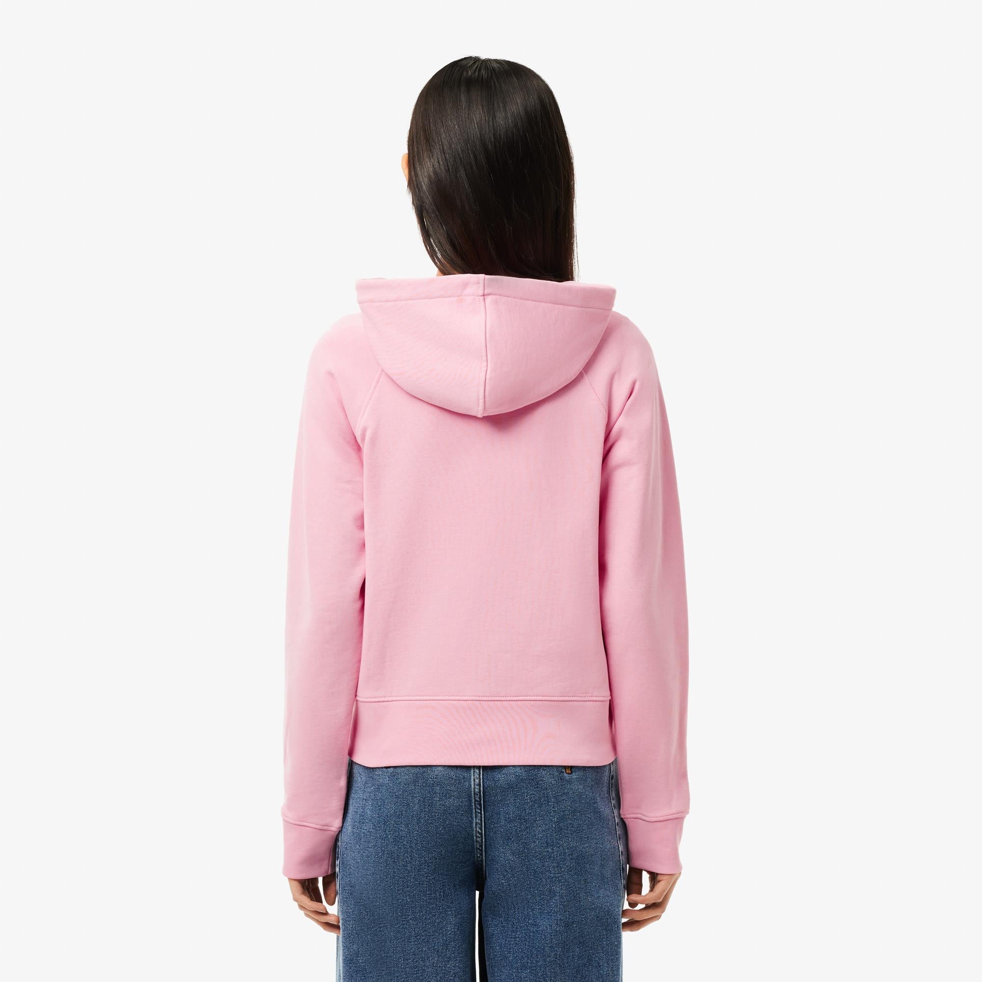 Ladies Lacoste Cotton Blend Hooded Sweatshirt Pink