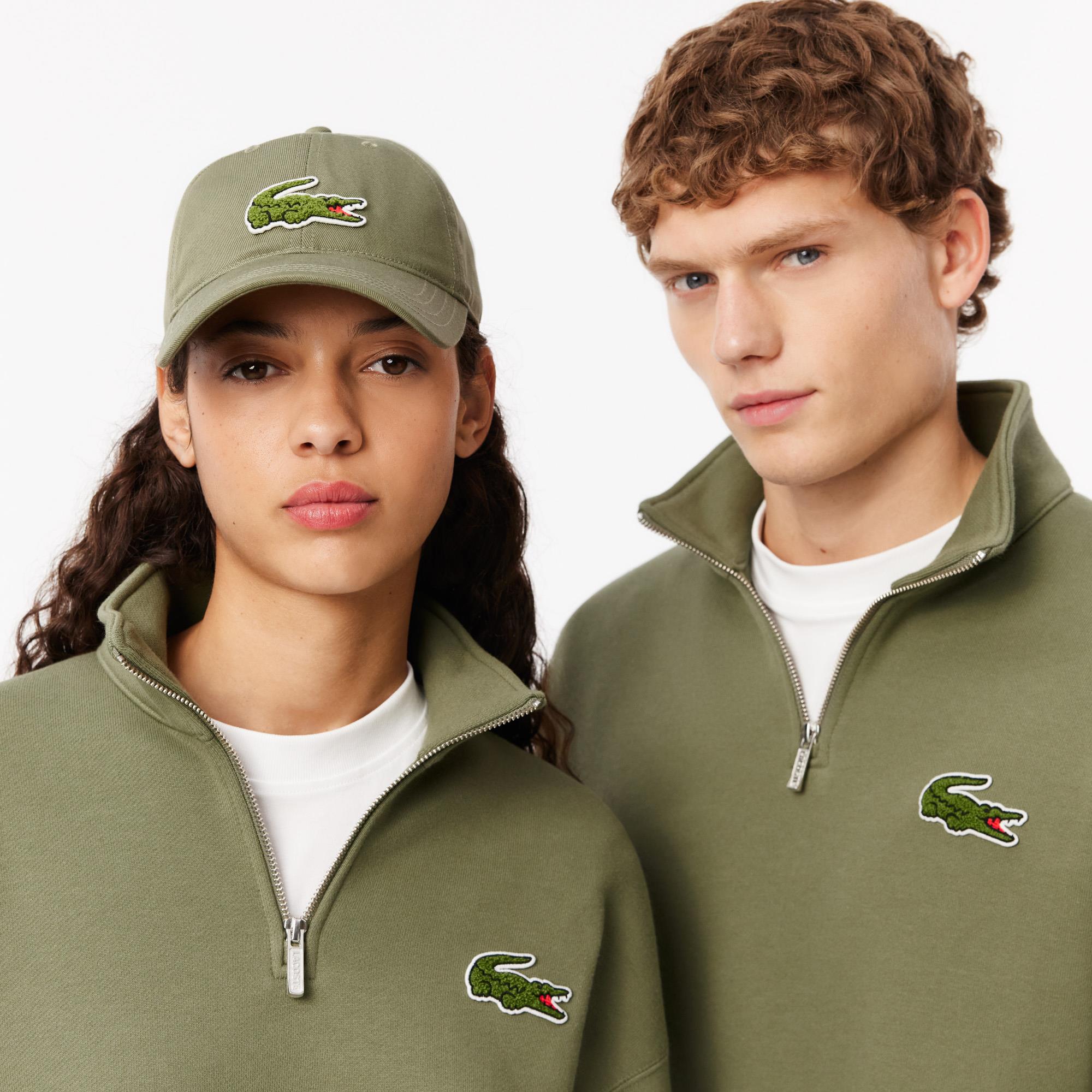 Lacoste Loose Fit Zip Neck Mens Sweater Khaki Green