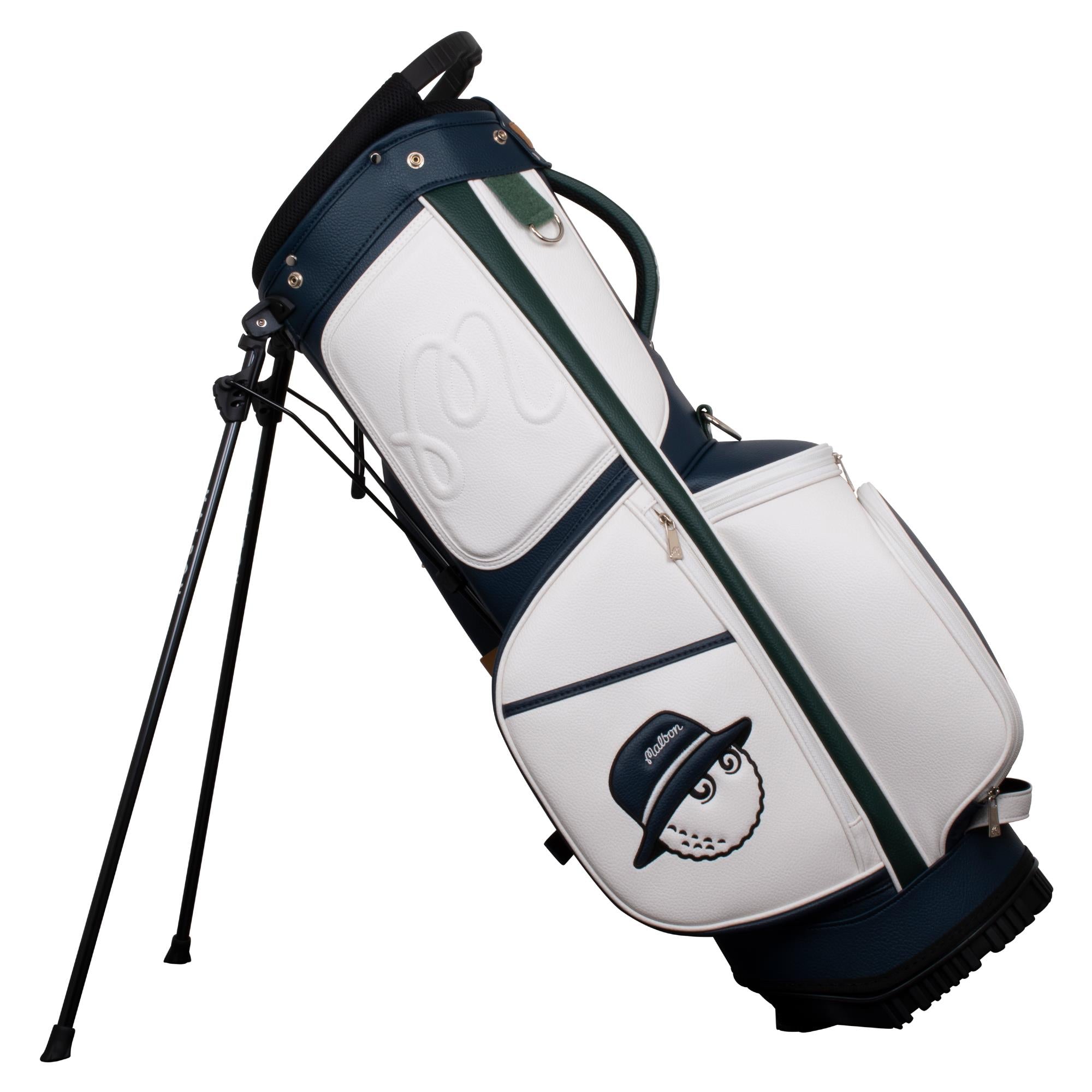 Malbon Golf Cooper Bucket PU Leather Stand Bag Green/Navy