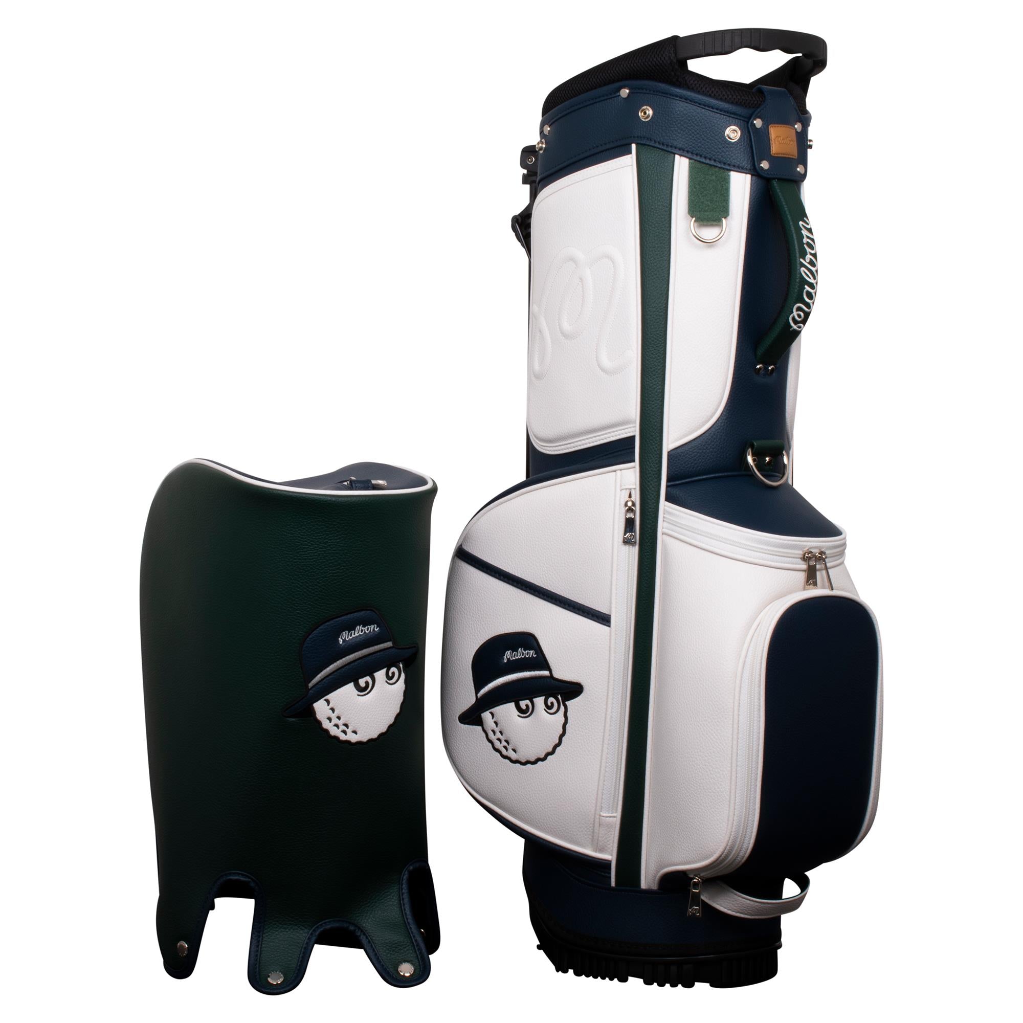 Malbon Golf Cooper Bucket PU Leather Stand Bag Green/Navy