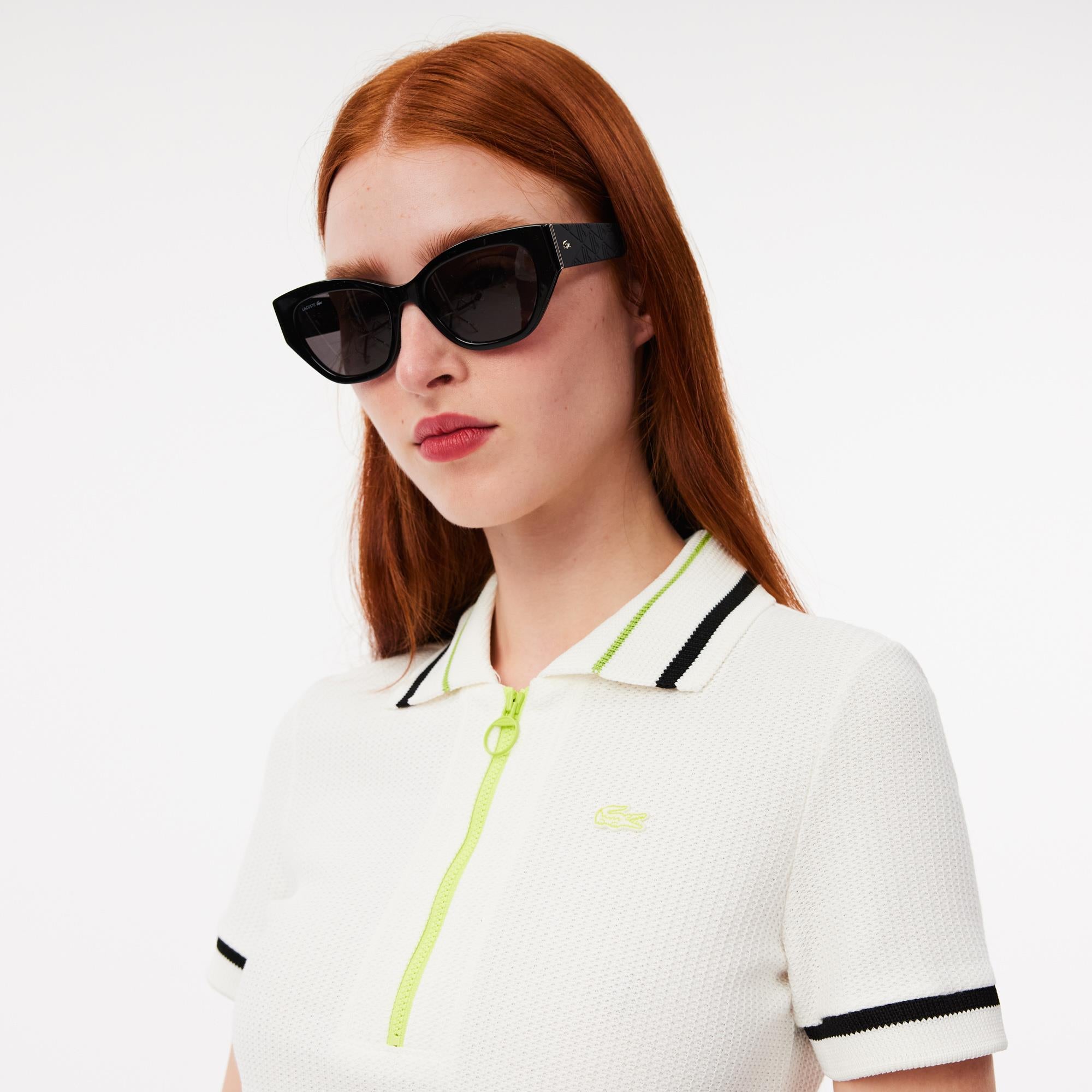 Ladies Lacoste French Made Slim fit Pique Polo Shirt White